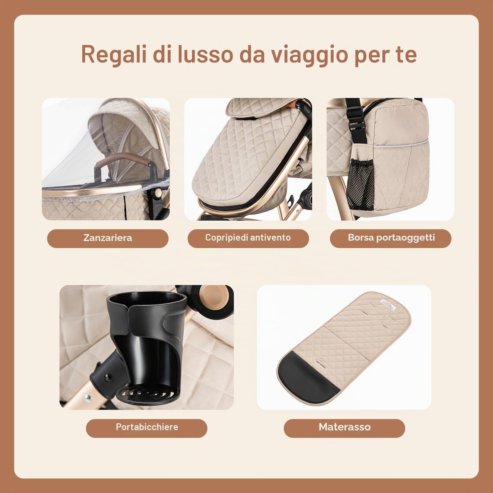 Zkiprm Tre in uno Passeggino Città Passeggino con Seggiolini Auto Asseggino Portatile con Braccioli Regolabili Combinato Ammortizzante Telaio in Lega di Alluminio Alto Paesaggio