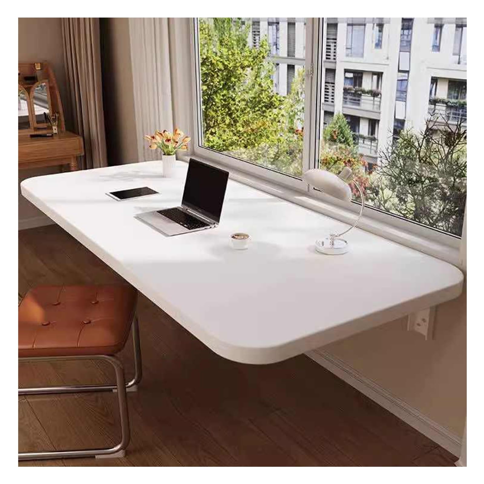 Table murale pliante ordinateur bureau suspendu rabattable blanc peu encombrant 100x40 cm