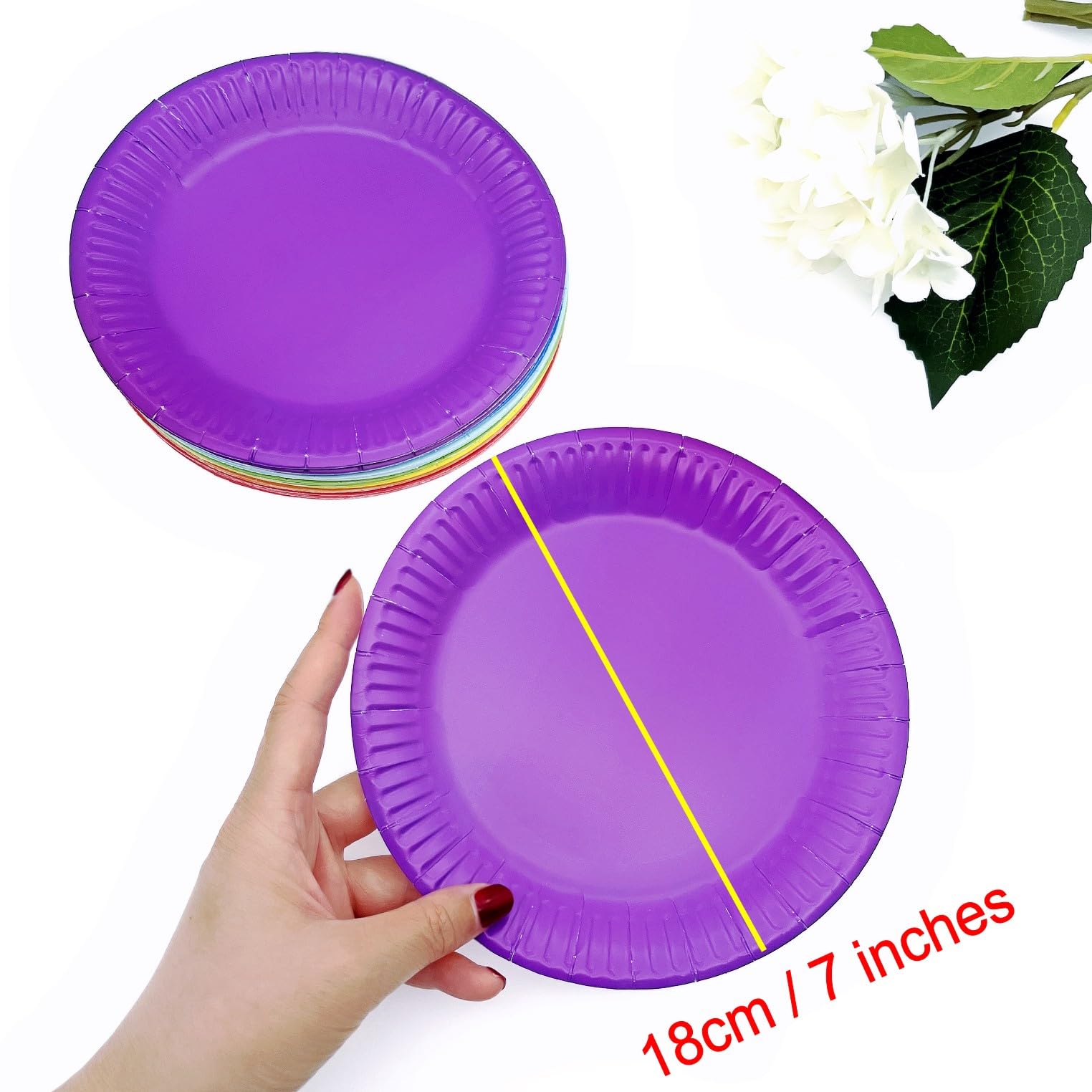 JZK 35 piatti di carta colorati arcobaleno da 18 cm, piatti rotondi colorati usa e getta per feste di compleanno per bambini, dessert, snack, picnic, barbecue