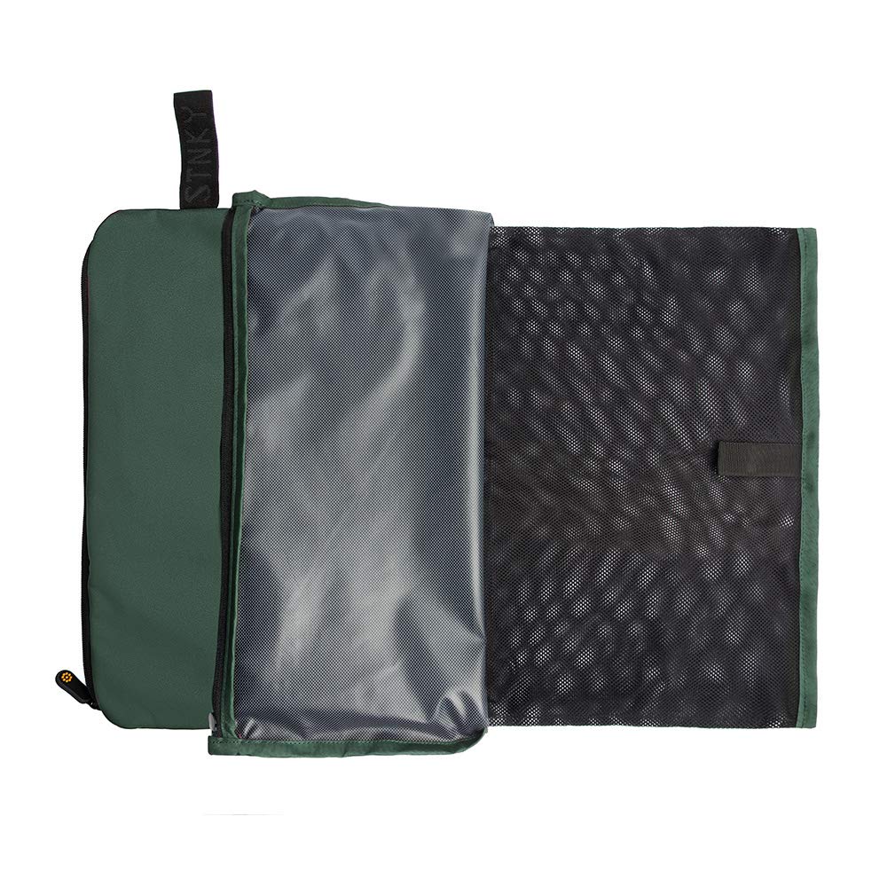 STNKY Bag Pro - Sacchi portabiancheria con zip, manici e borsa interna in rete per viaggi, yoga, sanità, palestra, lavanderia (standard, verde foresta)
