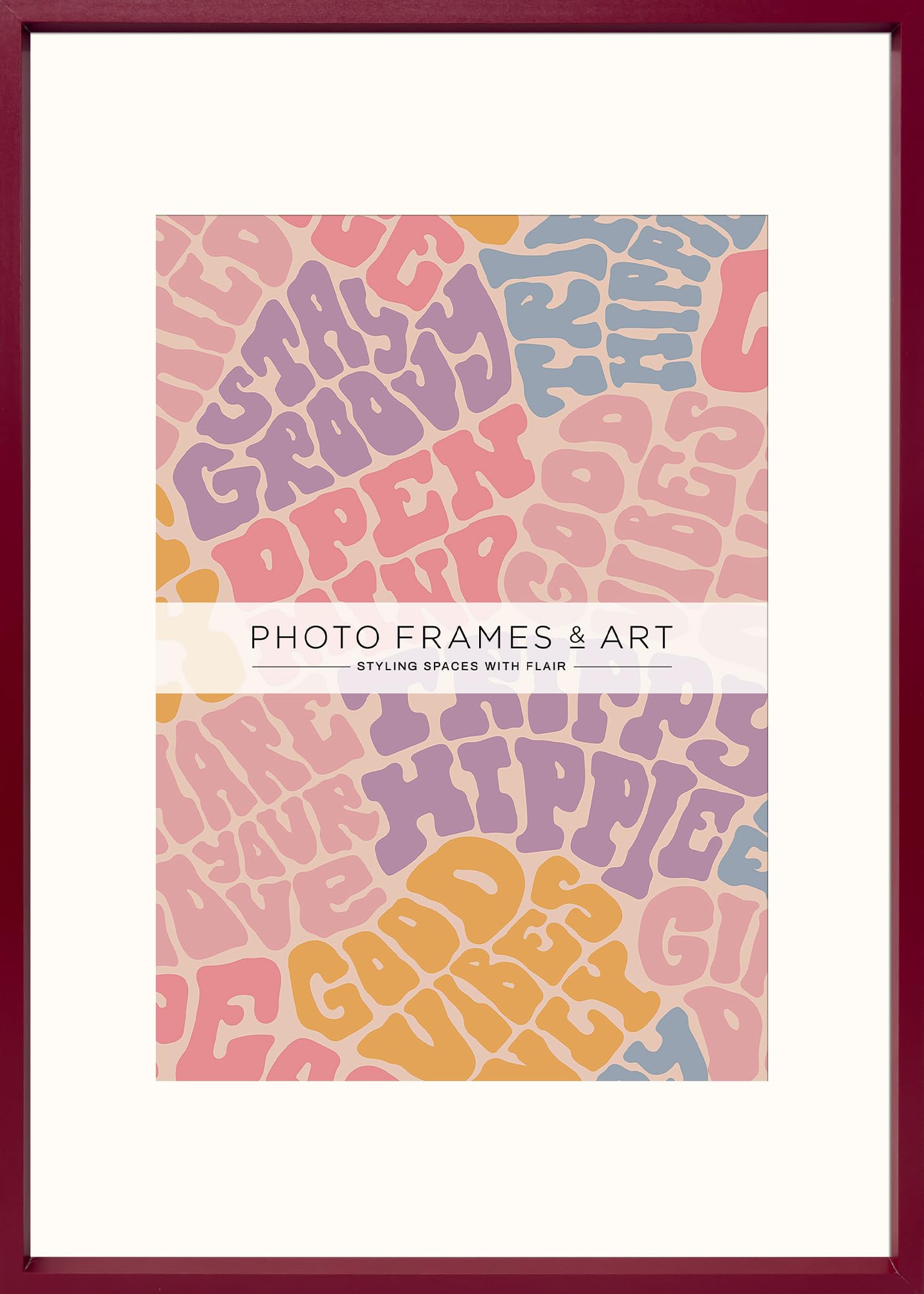 Pf+A Raspberry Red A2 Frame With Mount For A3 Picture (59.4X42cm) Poster Frame - Perspex Window - Thin Poster Frame For A2 / 59.4 X 42Cm
