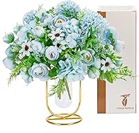 Vista 1 de Flores artificiales con jarrón, centros de mesa de boda para mesas, arreglos de flores falsas para decoración de bodas, decoración de mesa de centro