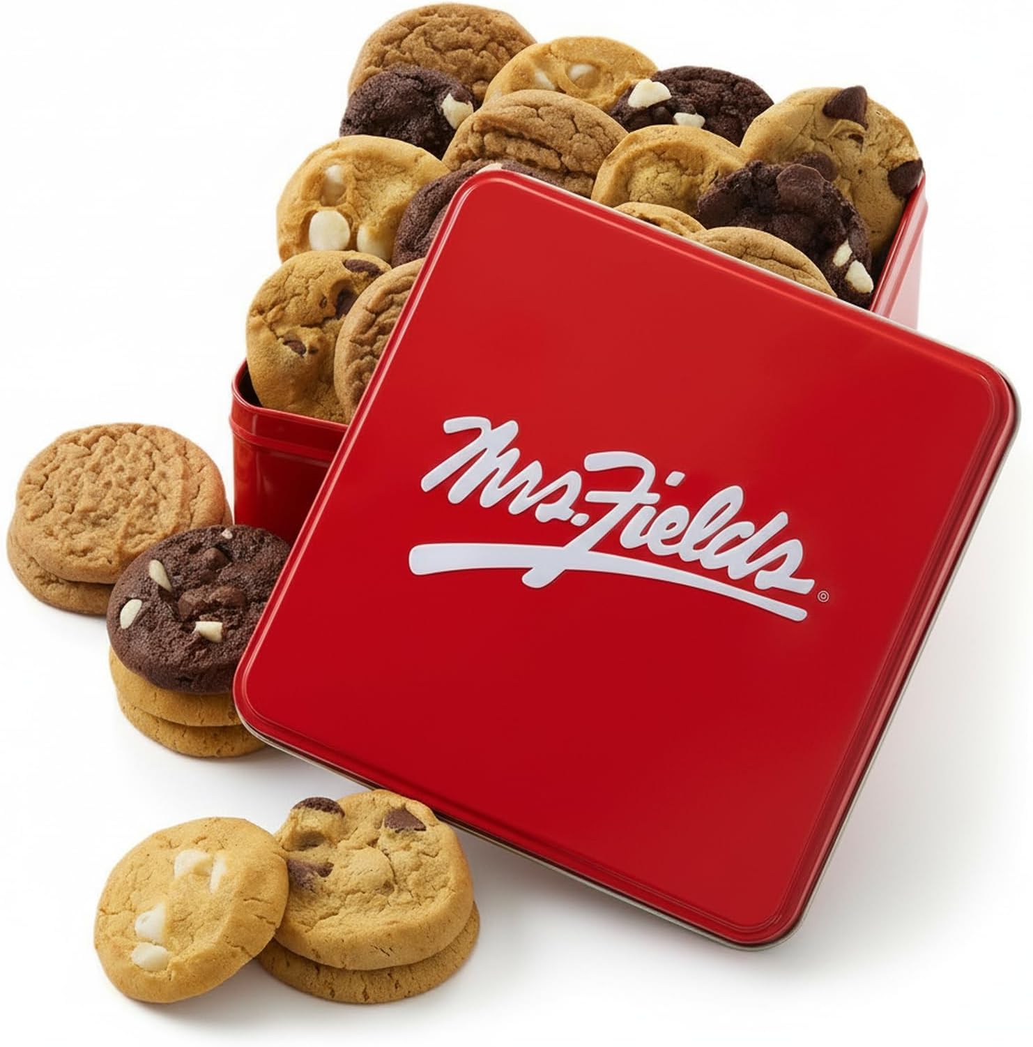 - Mrs. Fields 24 Nibblers Bite-Sized Cookies Signature Tin - Assorted with 4 Classic Cookie Flavors