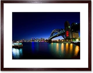 HARBOUR BRIDGE SYDNEY AUSTRALIA BRIDGE NIGHT REFLECTION FRAMED PRINT B12X9426