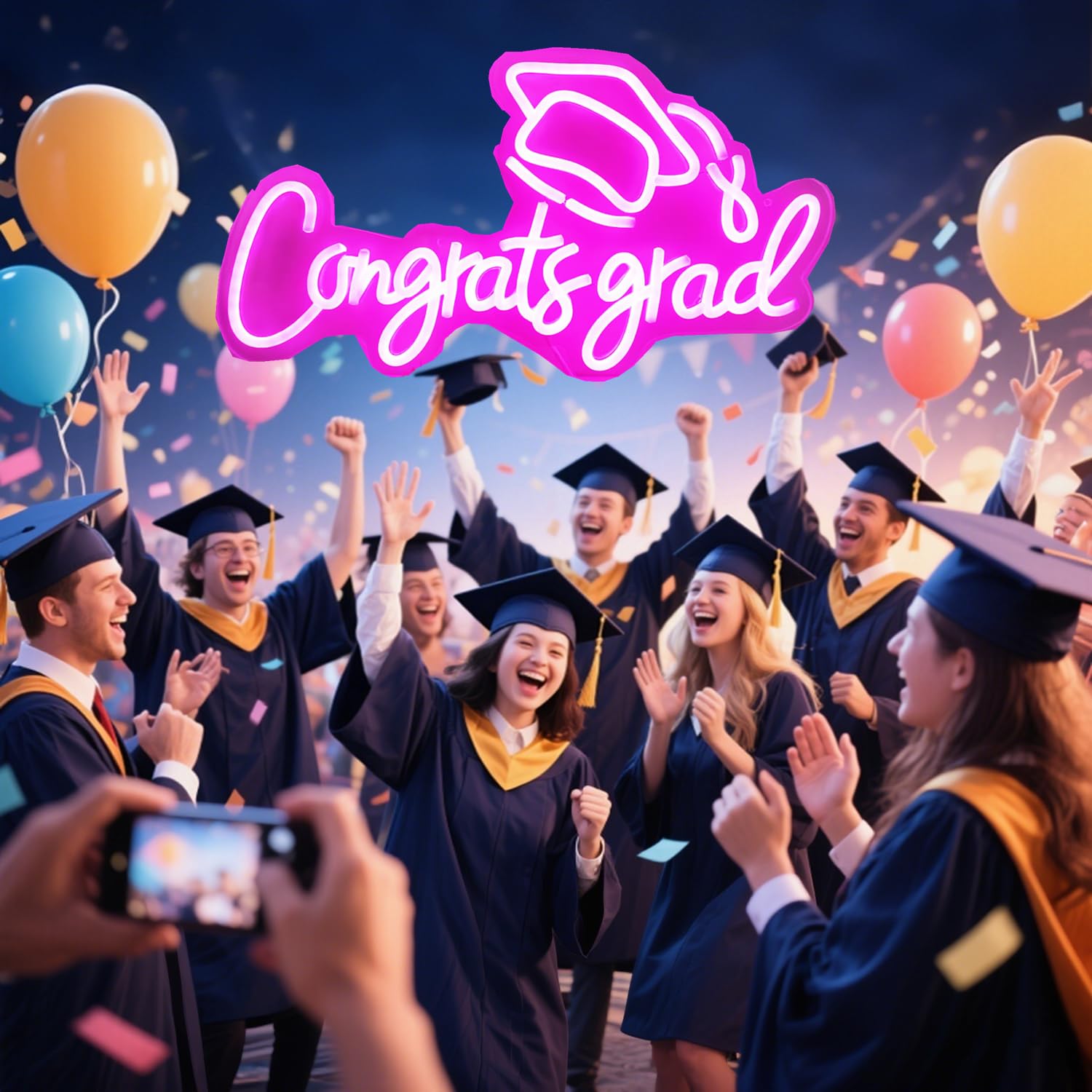 Insegna al neon Congratulazioni Laurea: decorazioni personalizzate per la festa di laurea - Italia