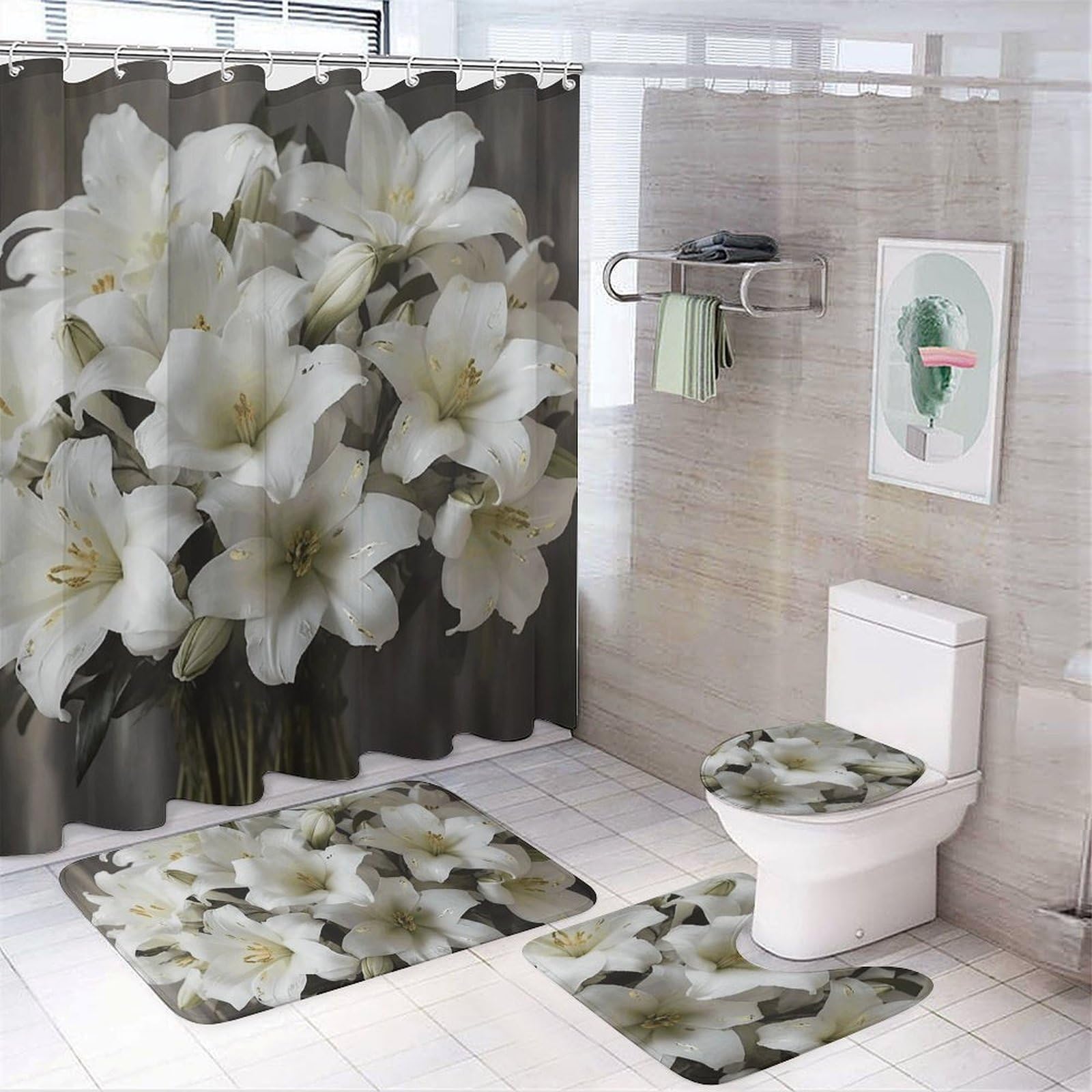 Ensemble de bain en tissu Oxford premium et finitions polaire lys blancs