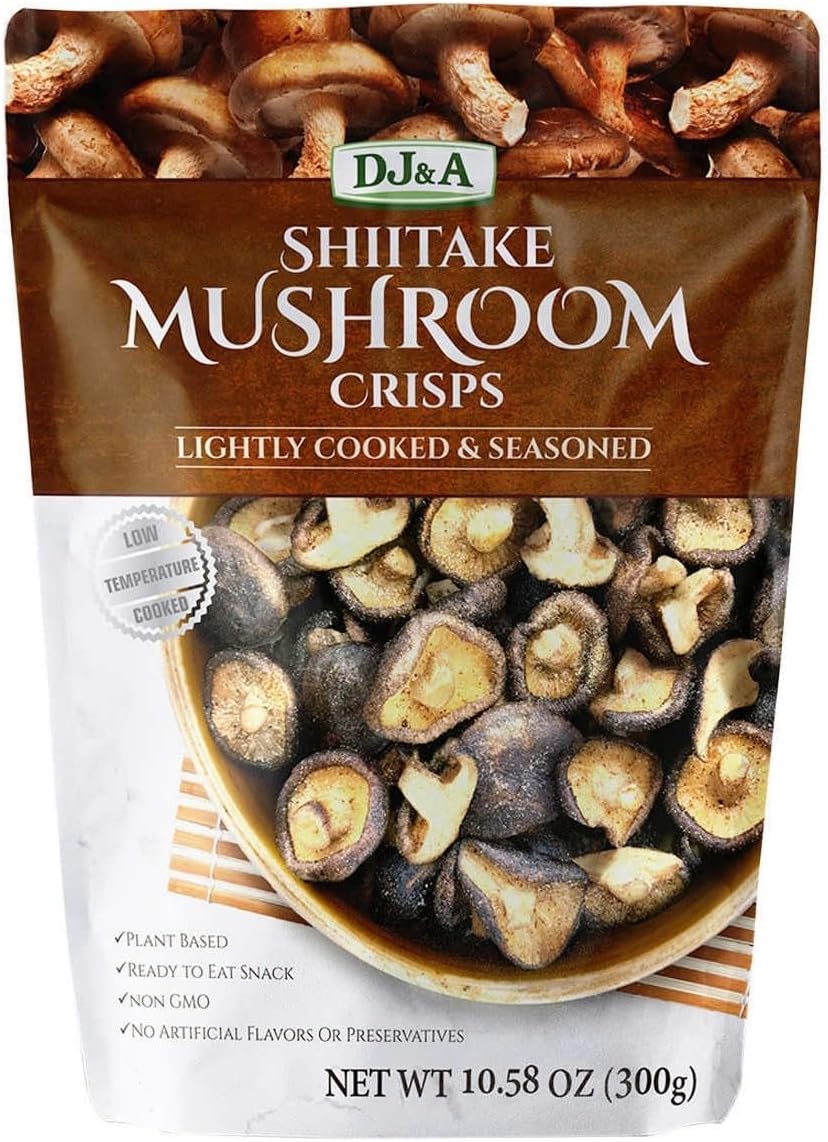 DJ&A Shiitake Mushroom Crisps - Lightly Cooked and Seasoned 10.28 Ounce (10.58 Ounce)