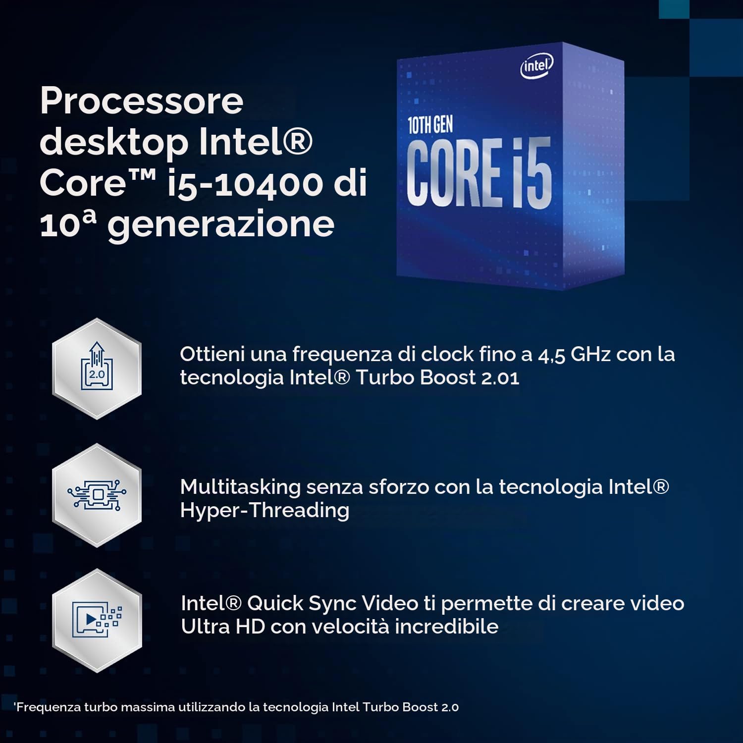 動作確認済み Intel Core i5-10400 CPU LGA 1200 Intel® Core™ i5-10400, processore desktop, per sistemi desktop 6