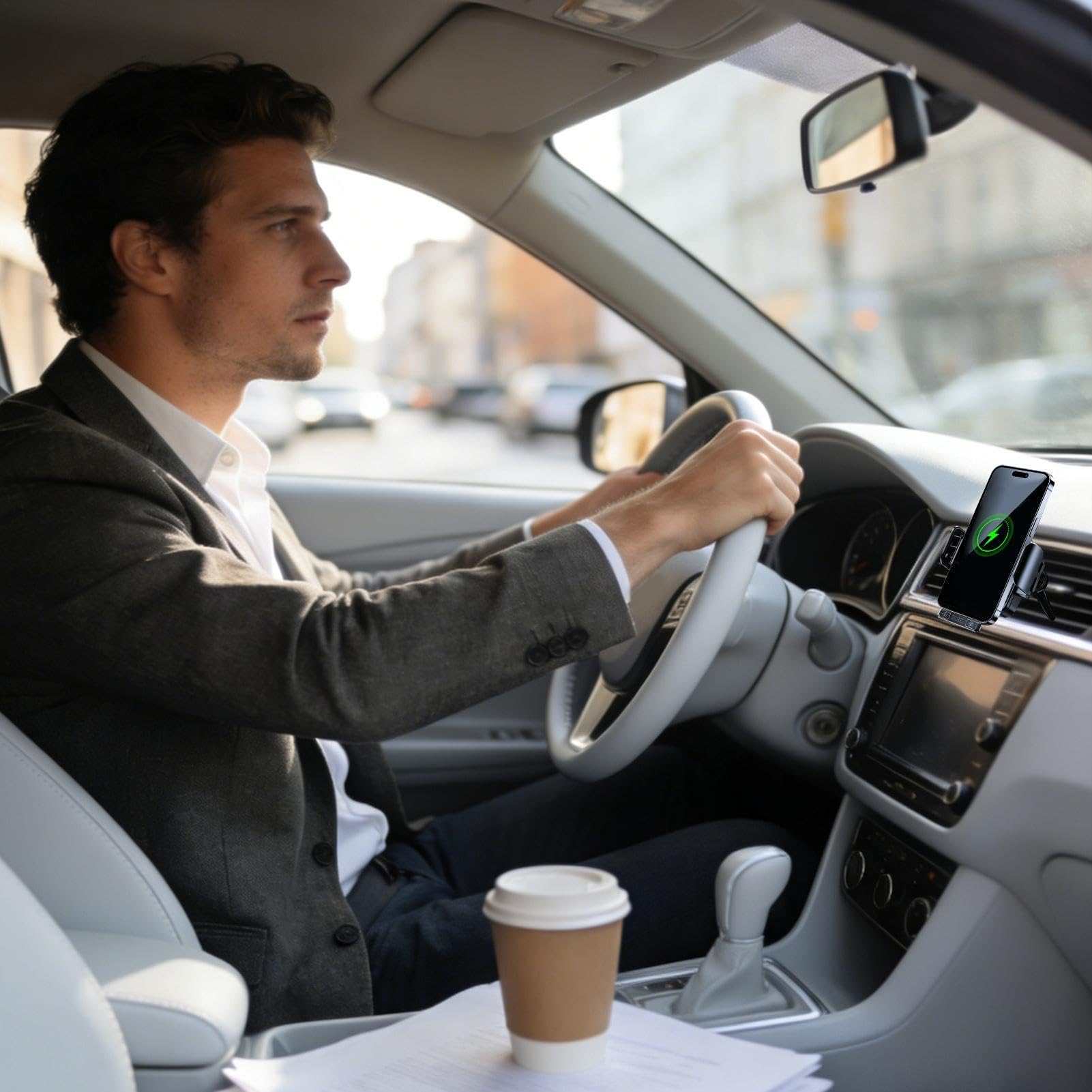 Generisch Auto Ladegerät Halterung 90 Grad drehbarer Auto-Klemmhalterung | Faltbare Handy Halter fürs Auto für Reisen, Wohnmobile, Transporter, SUVs, Trucks, Minivans, Pickups