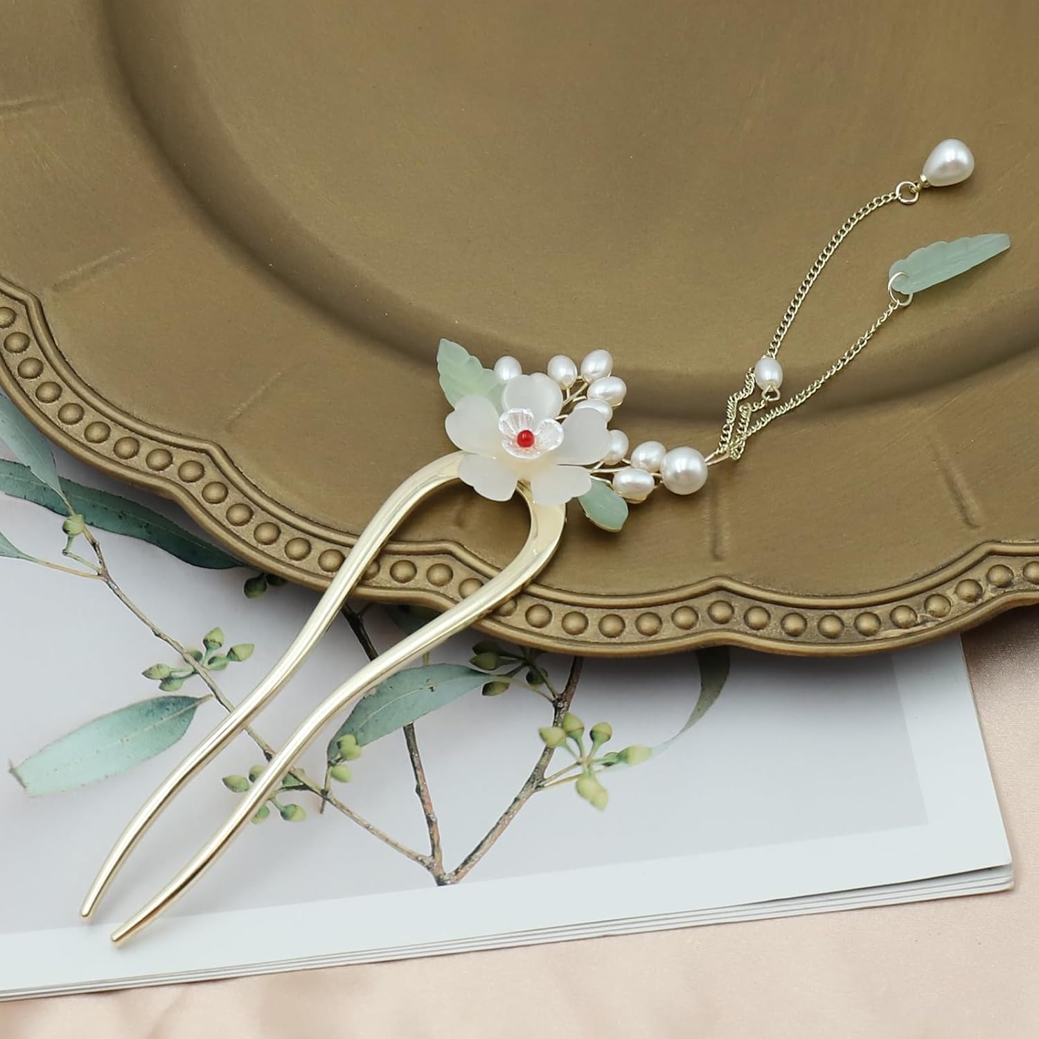Ashkash 1Pcs Vintage Faux Pearl Lily Flower Decor Long Tassel Hair Pin Chinese Style Ornament Flower Hair Stick Cheongsam Headwear Hair Accessories for Girls & Women (B0CN34MYBR) Amazon Price History, Amazon Price Tracker