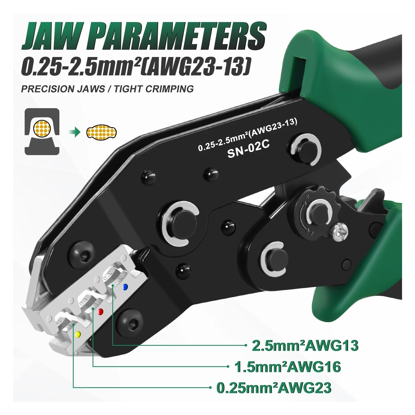 Kit de herramientas crimpado terminales cable 02C con 225 conectores empalme eléctrico aislados - Alicates trinquete