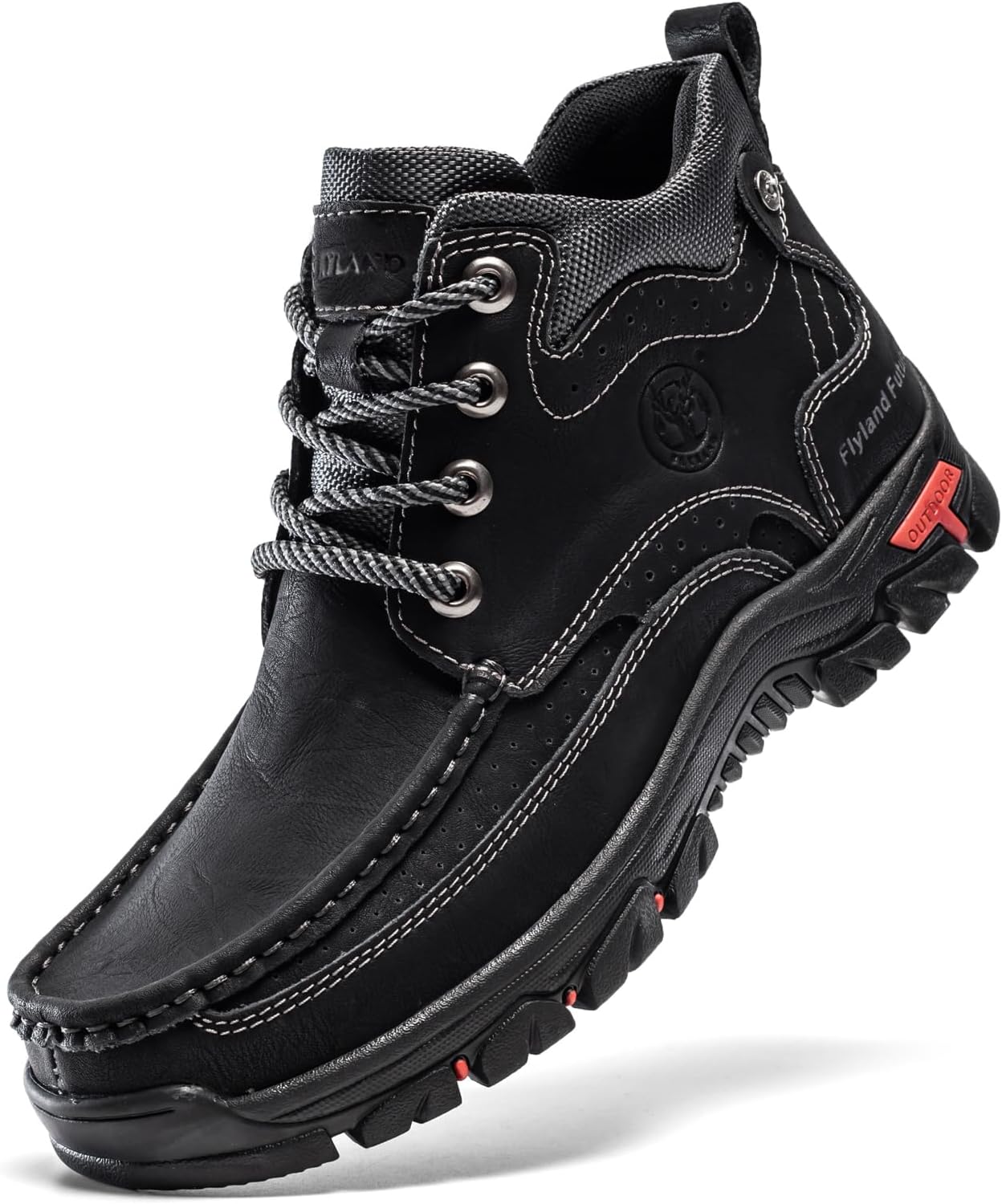 FLYLAND Men's Casual Boots Vintage Leather Ankle Dress Boot Chukka Boots Mid Top Non-Slip Driving Walking Shoes