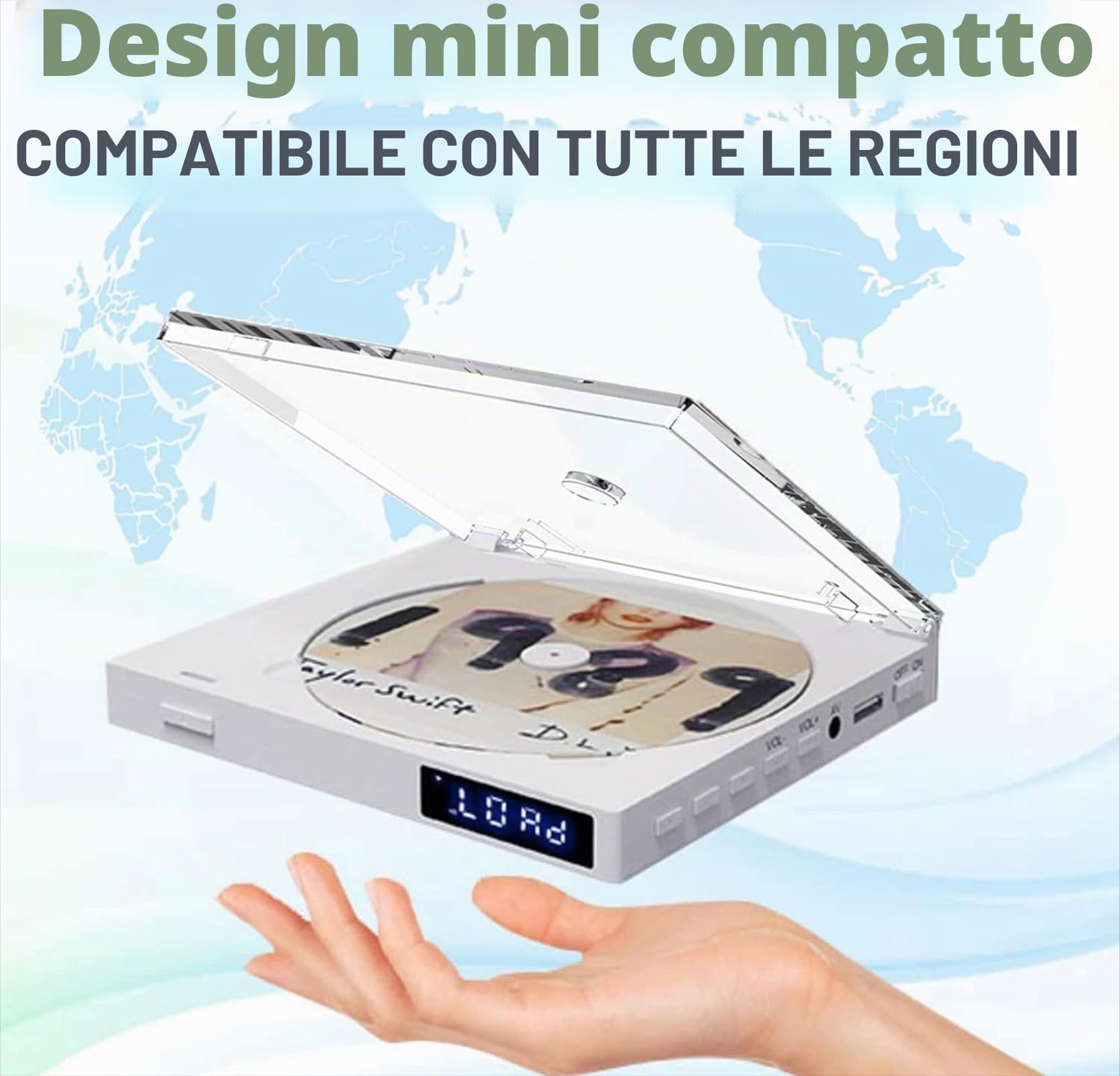 Lettore DVD Super Slim Compatto per TV con Altoparlante HiFi Integrato, Uscita USB, AUX 3,5mm, PAL/NTSC, HDMI