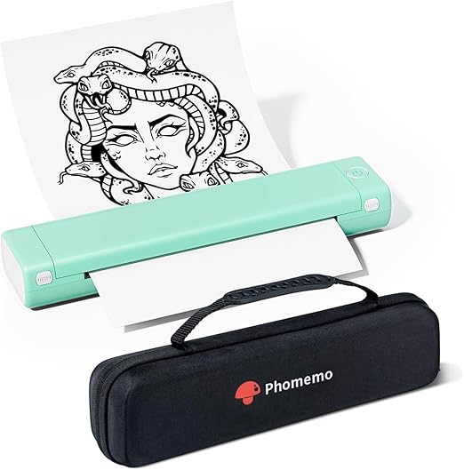 Phomemo Portable Wireless Printer - Travel-Sized, Compatible with iOS & Android, Bluetooth, Supports 8.5" X 11" Letter Thermal Paper, Includes 1 Case