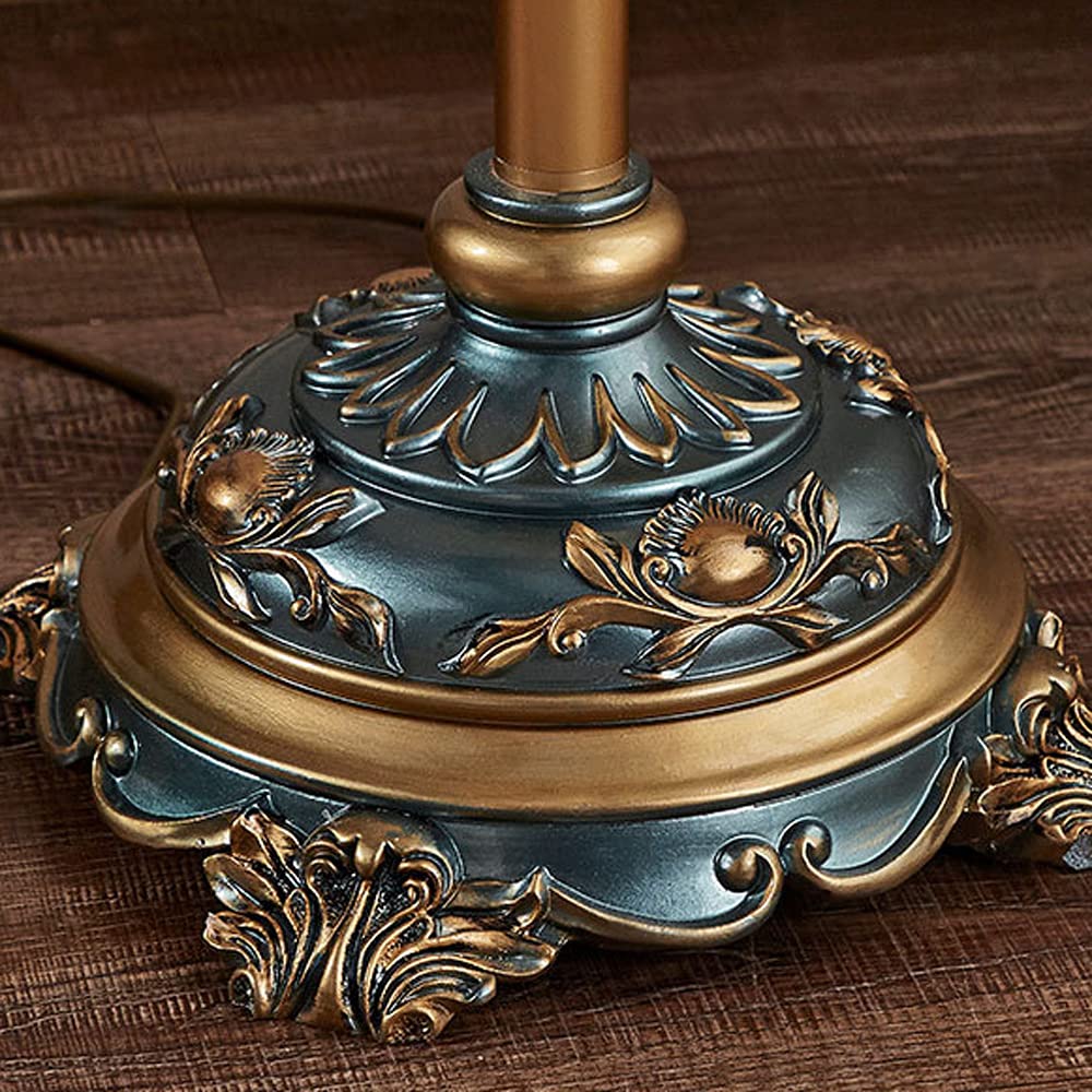 Lampada da tavolo in stile vittoriano, blu, tradizionale, con paralume in tessuto fatto a mano, ideale per soggiorno, camera da letto e comodino. Dimensioni: 30 cm di larghezza (30 cm) e 57 cm di al
