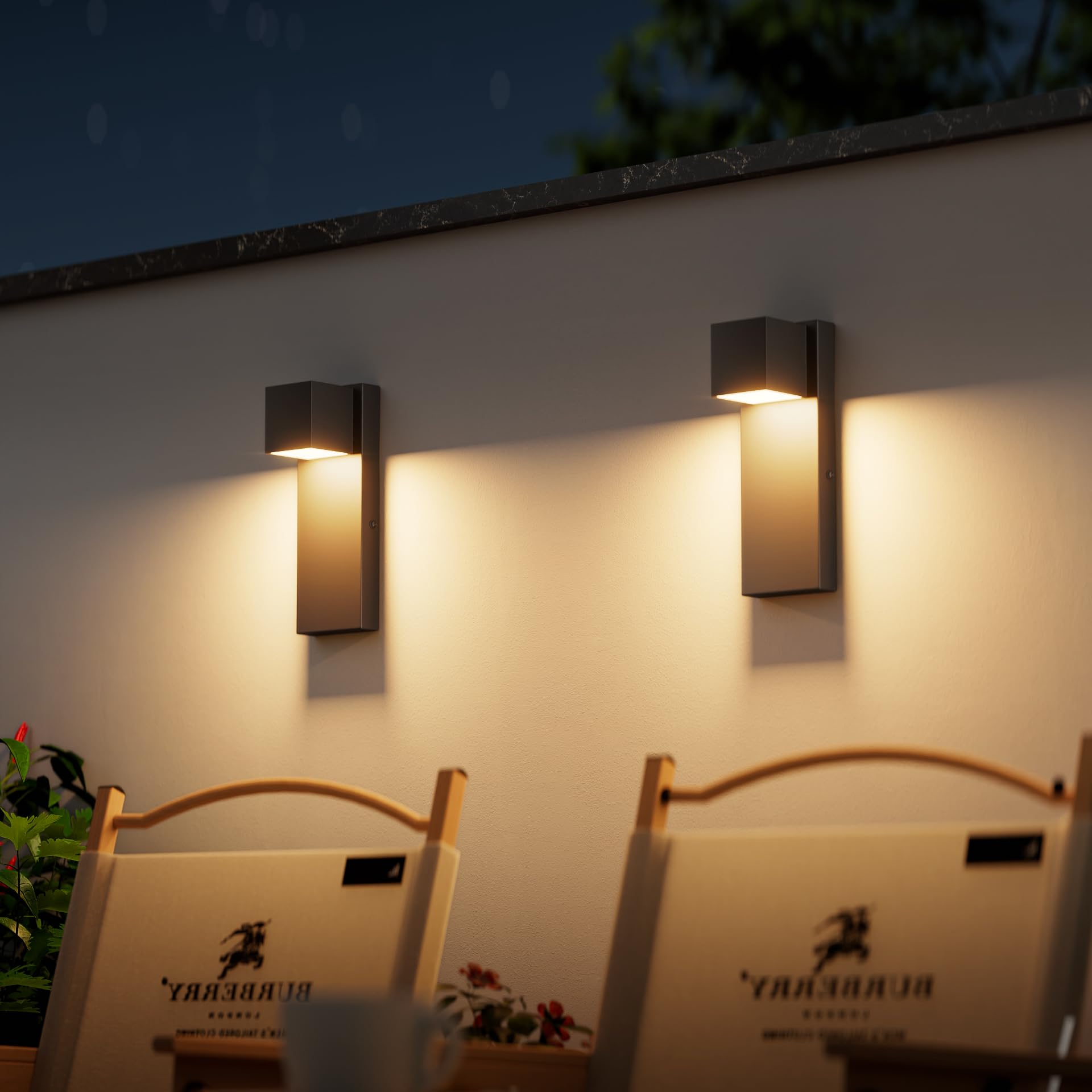 K-Bright LED Außenwandleuchte 16W,2 Stück Außenlampe Außenleuchte 3000K Warmweiß IP65 Wasserdicht | Edelstahl-Wandleuchte für Innen/Außen, Balkon, Garten, Garage & Korridor | Schwarz