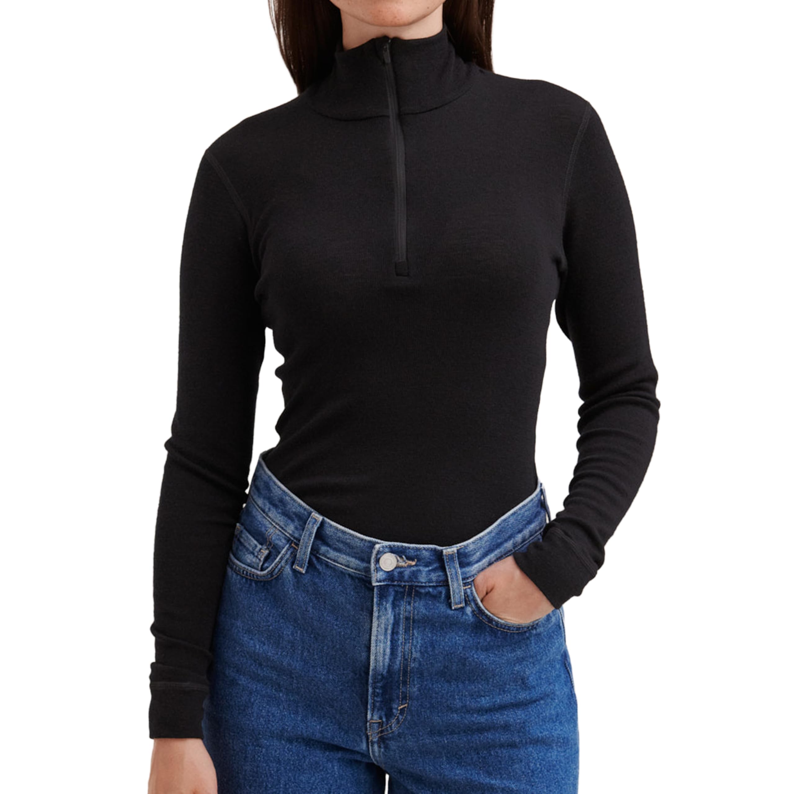 DILLING Damen Merinowolle Half-Zip Langarmshirt Midlayer Baselayer temperaturregulierend atmungsaktiv