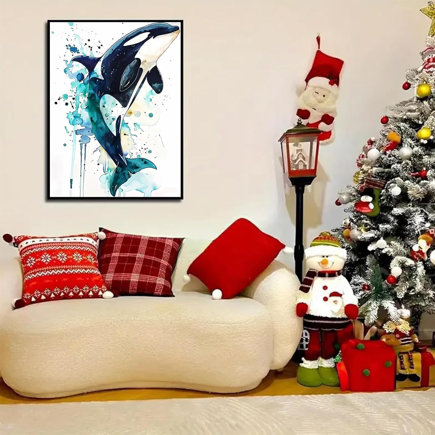 KAYEIUU Diamond Painting for Adults 5D Whale Jumping into The Sea Full Drill Diamond Art Kit, DIY Whale Gem Painting Set Bedroom Living Room Wall Decor Gifts 12x16 inch