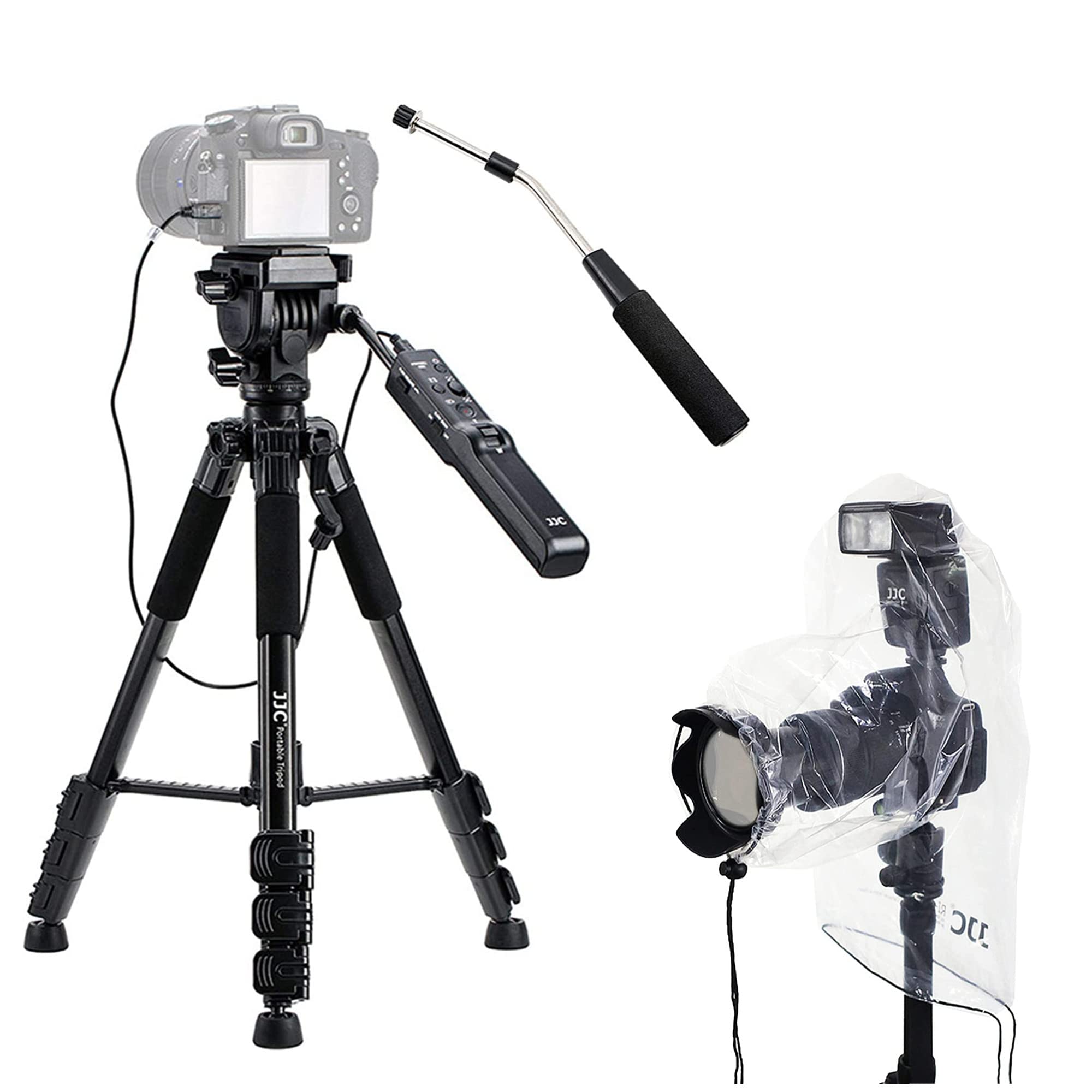 Camera Tripod + 2 Pack (with Flash) Rain Cover Camera Remote Control Tripod Replaces VCT-VPR1 + 2 Pack Clear Lens Raincoat with Flash