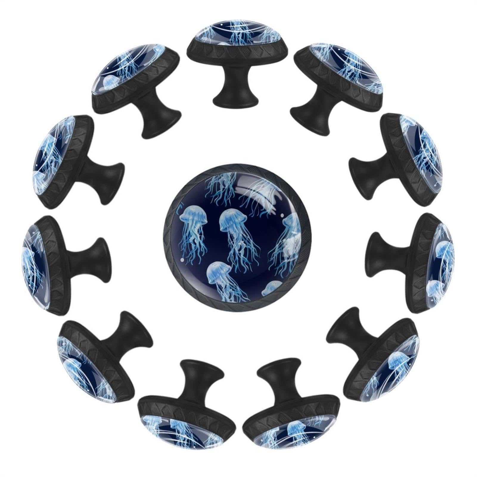 Boutons de meubles ronds bleu fantôme x12 pour tiroir et cuisine