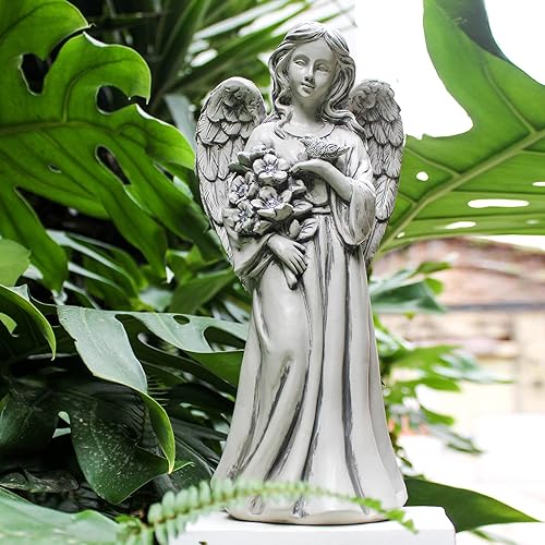 Miniatura 9 de Estatua de ángel de jardín, figuras de ángel para decoración al aire libre, decoración de ángel solar para patio, césped, porche, regalo de