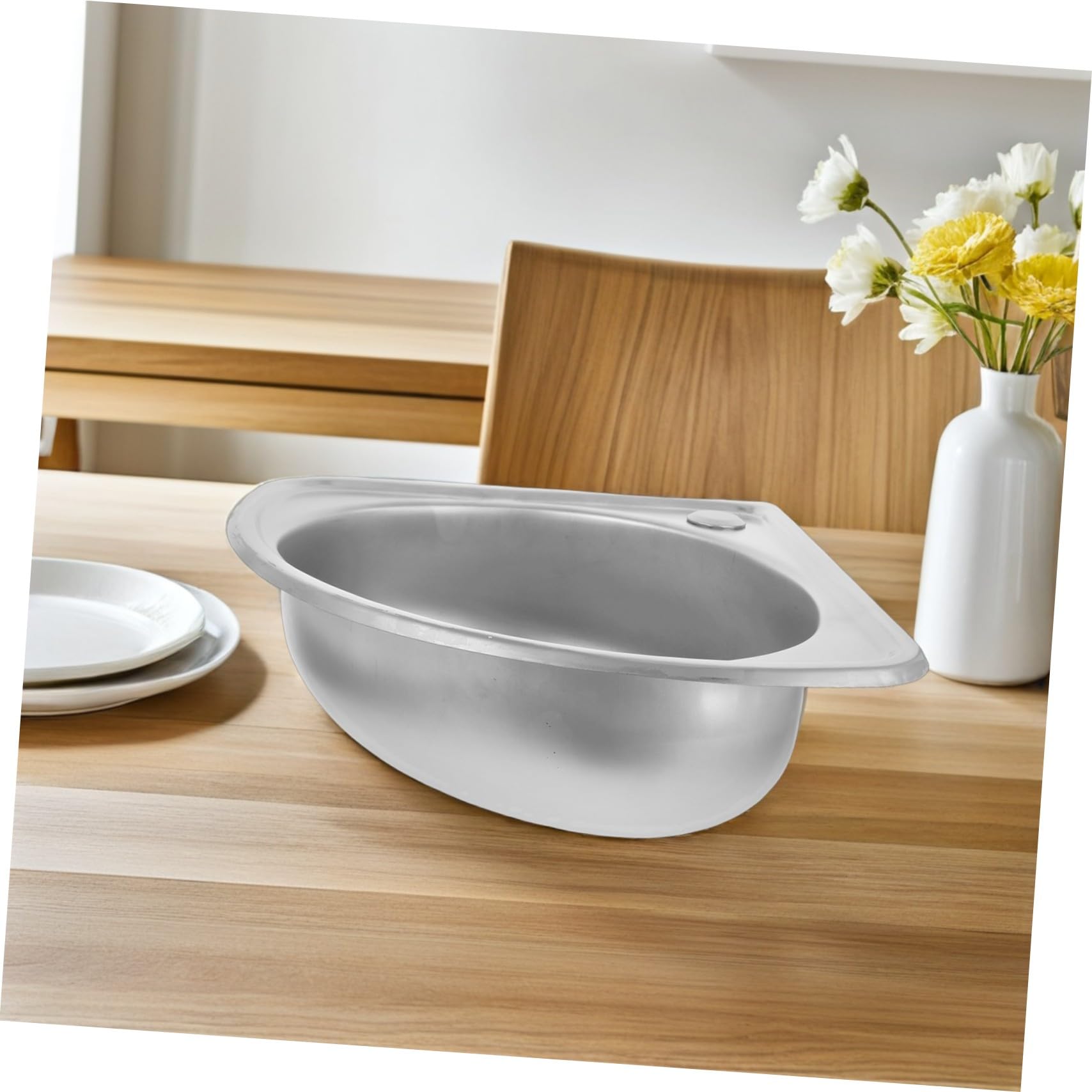 INOOMP Fregadero Portátil de Acero Inoxidable para Caravana Diseño Forma de Abanico para Optimizar Esquinas Lavabo Pequeño para Cocina y Lavado Motorhome Resistente y