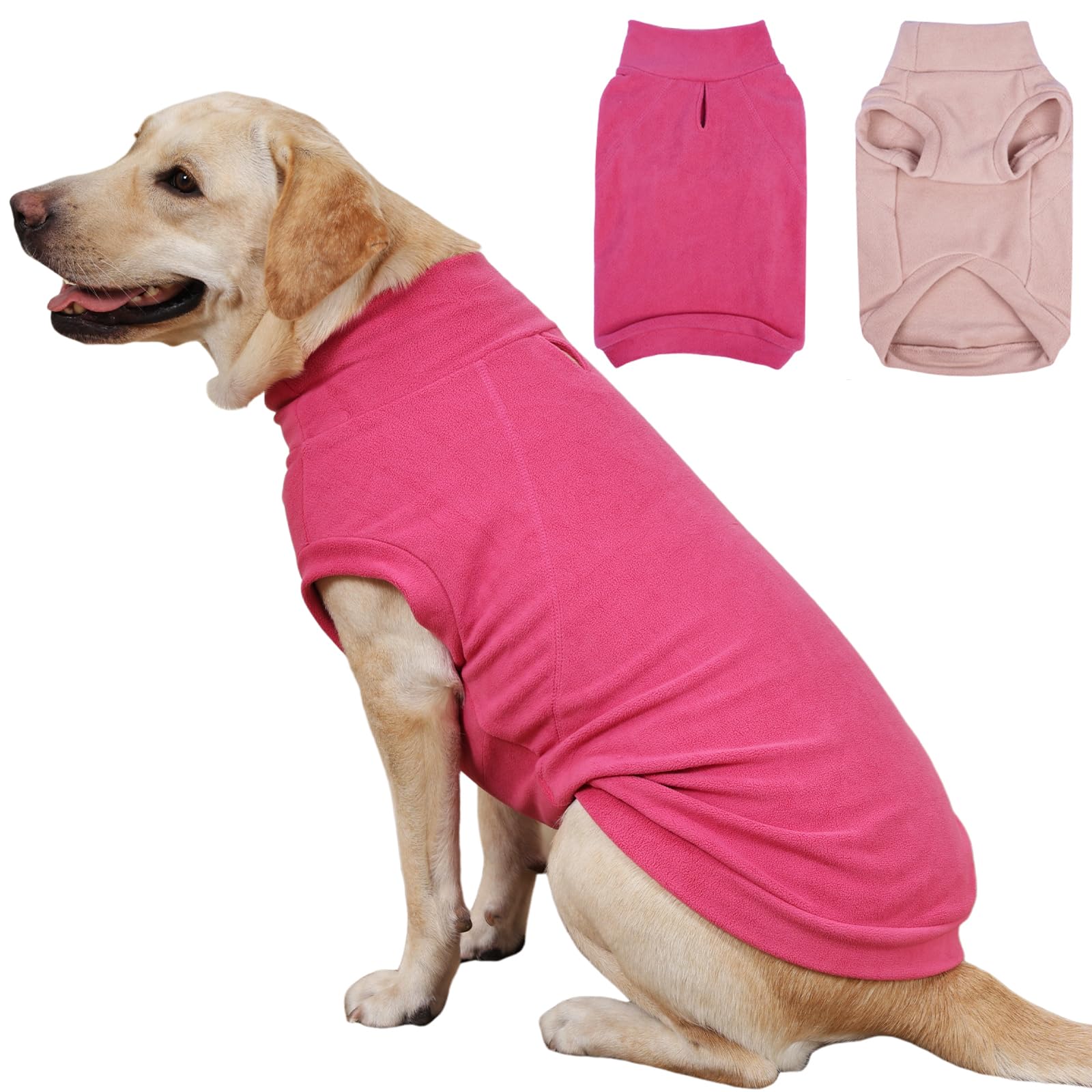 IECOii 2PCS Fleece Vest Dog Jumper,Soft Lightweight Pullover Dog Coat,Cozy Spring/Fall/Winter Dog Sweatshirt,Dog Pajamas Dog Shirts Sleeveless T Shirt Vest Breathable,2 Pack Dog Shirt Tee Shirts,3XL