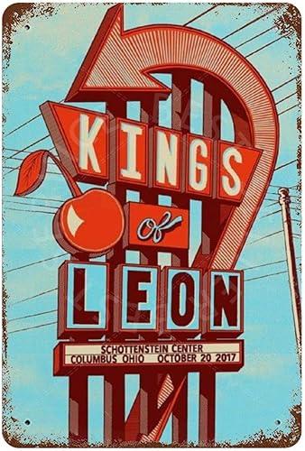 Kings of Leon - Cartel de pared de metal vintage para pared póster de pintura de hierro para idea de regalo café bar pub cerveza café 8 x 12 pulgadas