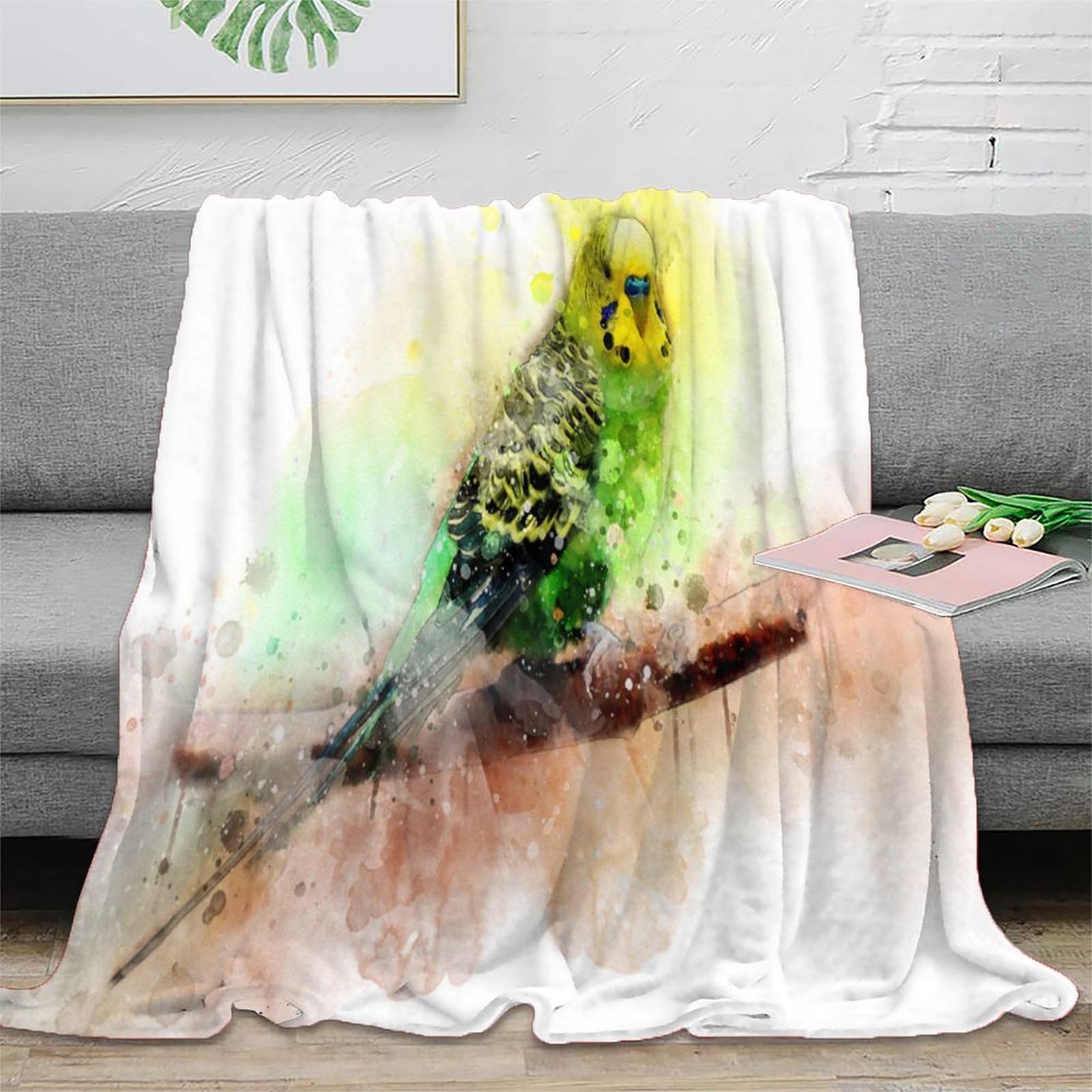 Jeté de Canapé ColorfulParrot pour les Soirées en Famille et le Camping
