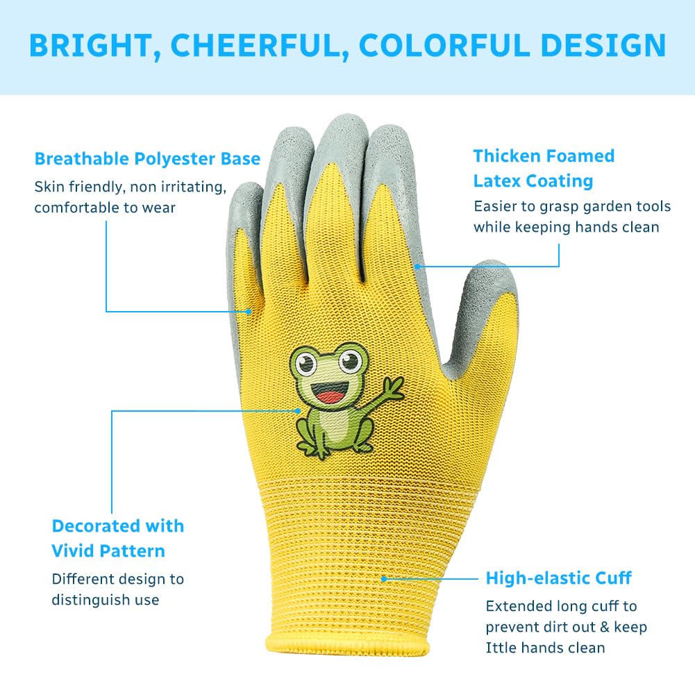 Ainiv 3 works Kids Gardening Gloves for Ages 5-7, Kids Rubber Gloves, Kid Work Glove for Toddlers Youth, Girls, Boys - Image 3