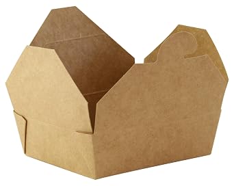 PacknWood 210BIOKMINI - Kraft Brown To-Go Box with Foldable Lids - brown boxes food-Disposable Foldable Brown-Kraft Paper Food-8oz,4.75" x 3.8" x 1.4"-case of 500