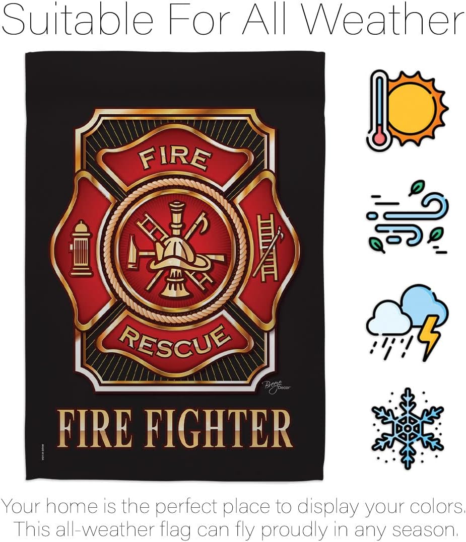 Fire Fighter Garden Flag - Set with Stand Armed Forces Firefrighter Fireman Department Rescue Red Line Hero Support - House Decoration Banner Yard Gift Double-Sided Made in USA 13 X 18.5 - Image 6