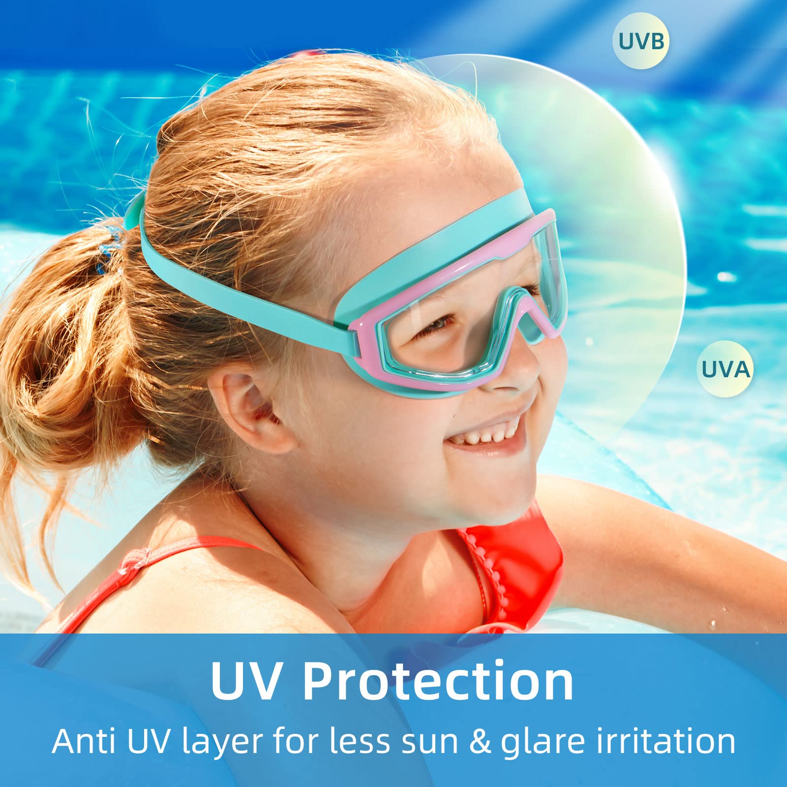 Freela Lunettes de natation pour enfants de 6 à 14 ans, 4 à 7, 8 à 12, 3-6, 2-4, 3-5, 3-10, 4-8 ans, 3, 4, 5 ans, pour tout-petits, piscine, plage, douche, garçons, filles, enfants, anti-buée