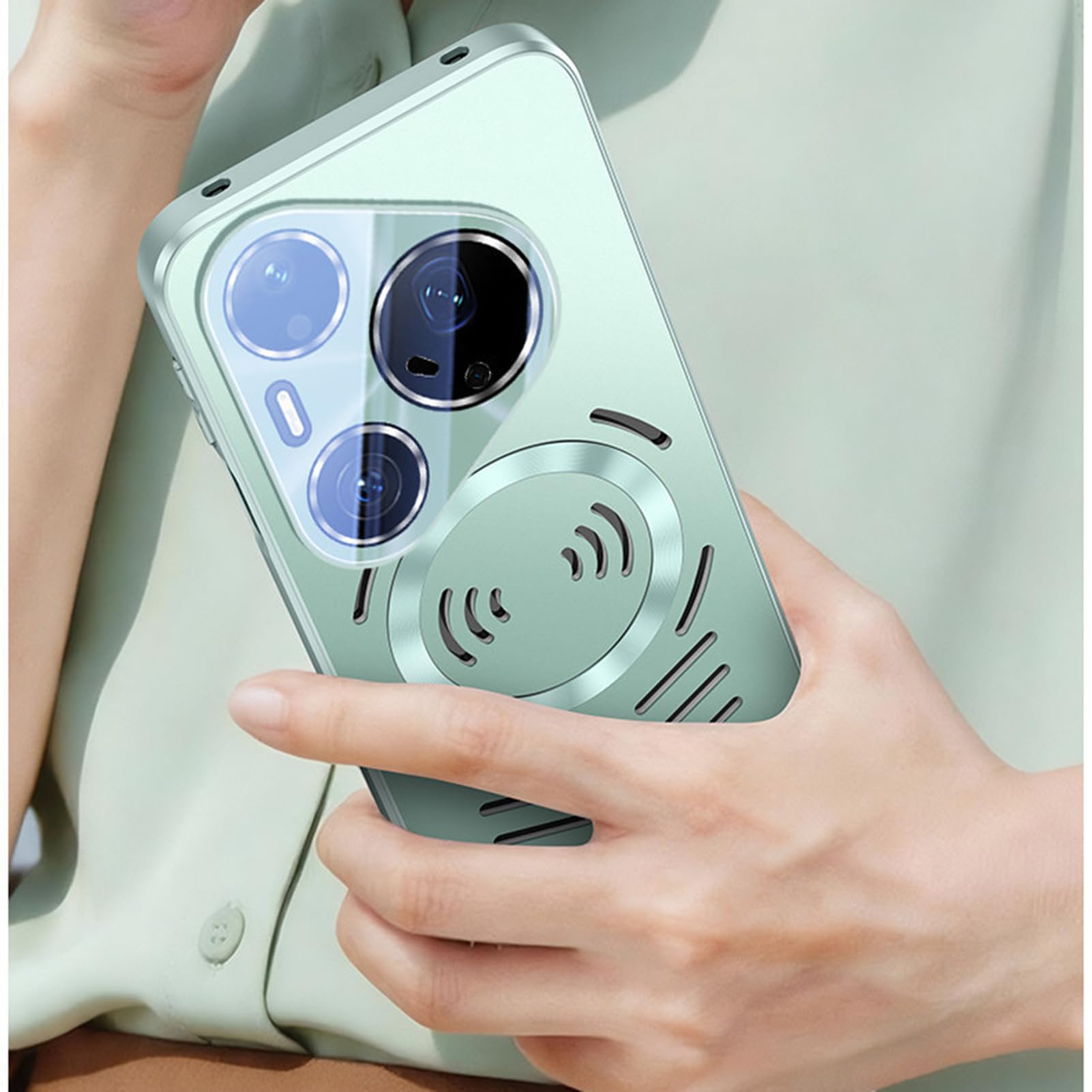 Magnetyczne etui do Huawei Pura 90 Pro Max/90 Pro/90, bezprzewodowe ładowanie rozpraszające ciepło obudowa aparatu antywstrząsowa pusta osłona, pomarańczowy, 90