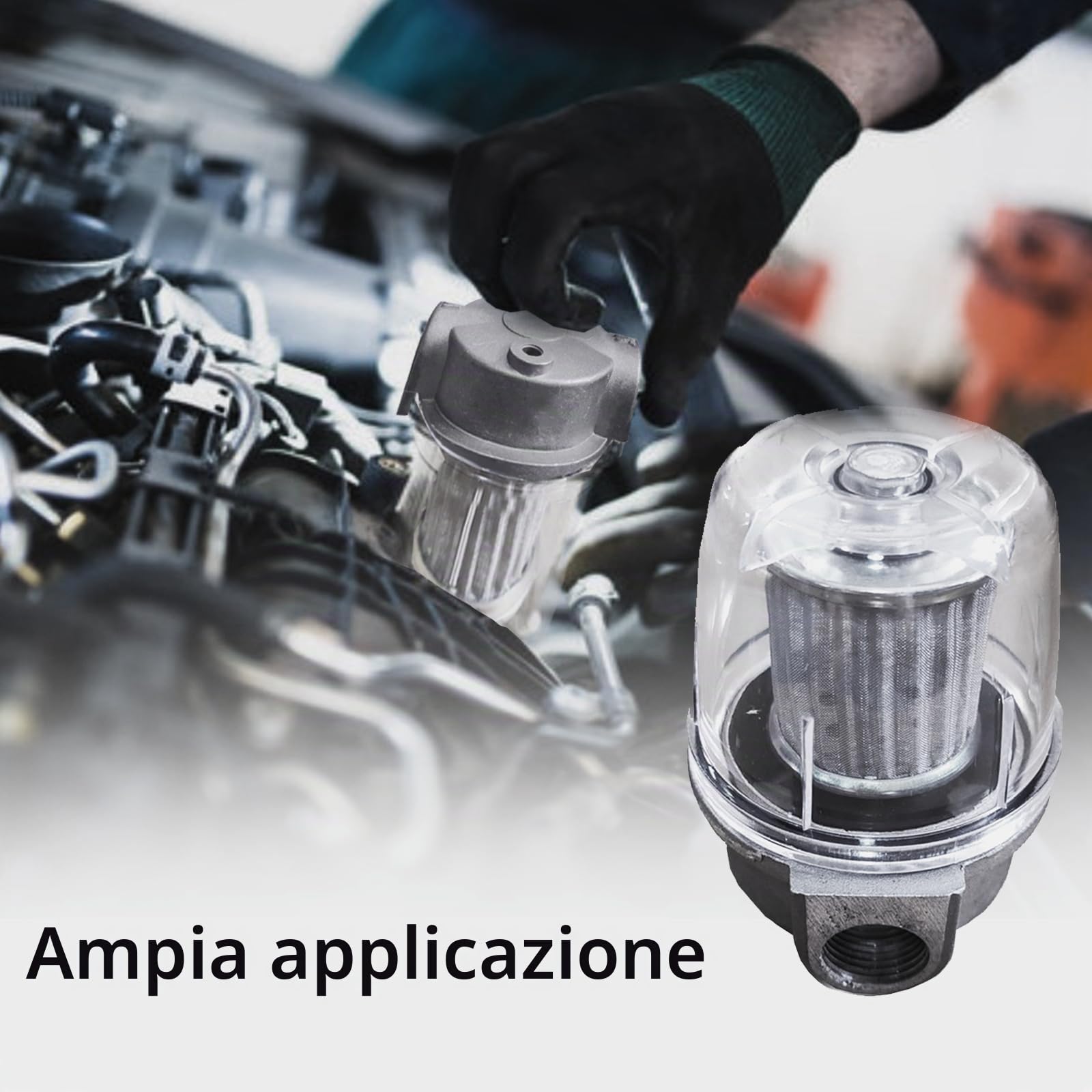 TopHomer Filtro Carburante in Linea per Bruciatore Diesel, Filtro Olio di Ricambio, Diametro 3 Punti con Carta Trasparente, Promozione Sistemi Riscaldamento Serbatoio Caldaia