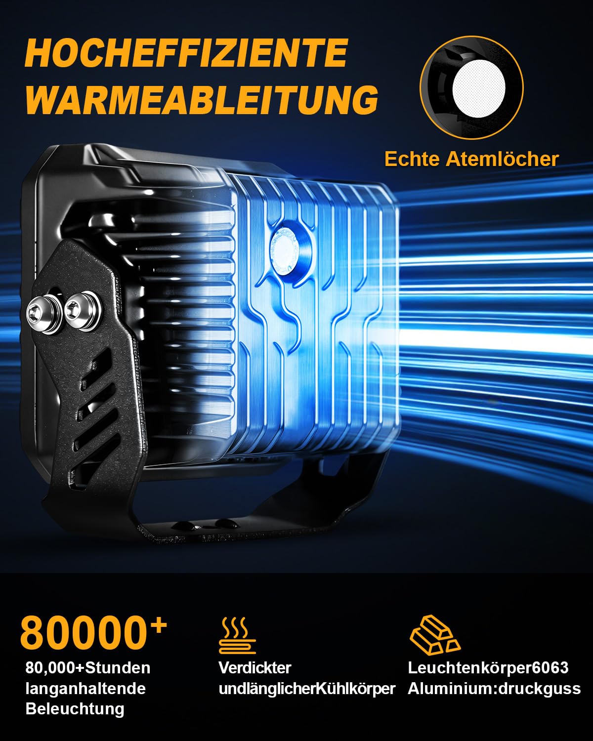 AnTom 2 Stück LED Arbeitsscheinwerfer 12V/24V mit ECE Zulassung, Rückfahrscheinwerfer für Traktor, Bagger, LKW, Zusatzscheinwerfer wasserdicht IP68, Arbeitslicht für Landwirtschaft & Offroad