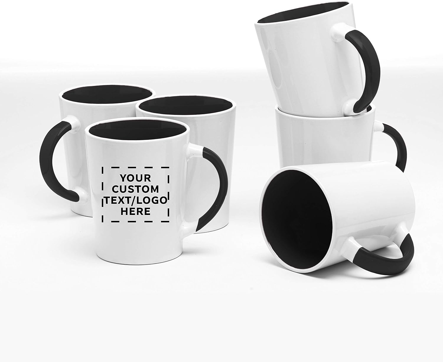 Custom Ceramic Latte Coffee Mugs by Albany 13 oz. Set of 10, Personalized Bulk Pack - Perfect for Coffee, Tea, Espresso, Hot Cocoa, Other Beverages - Black