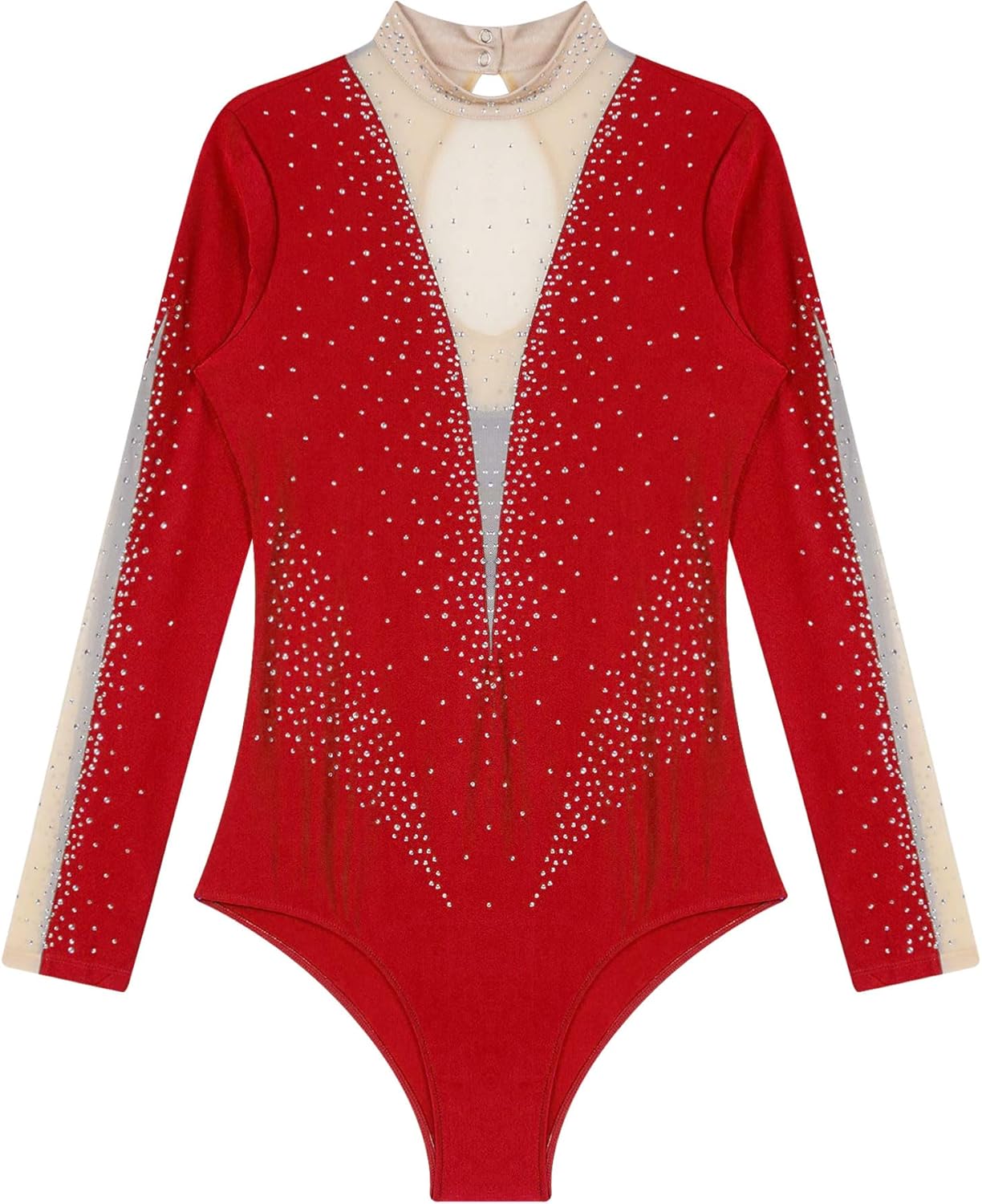 FEESHOW Turnpakje voor dames, lange mouwen, glitter, patchwork