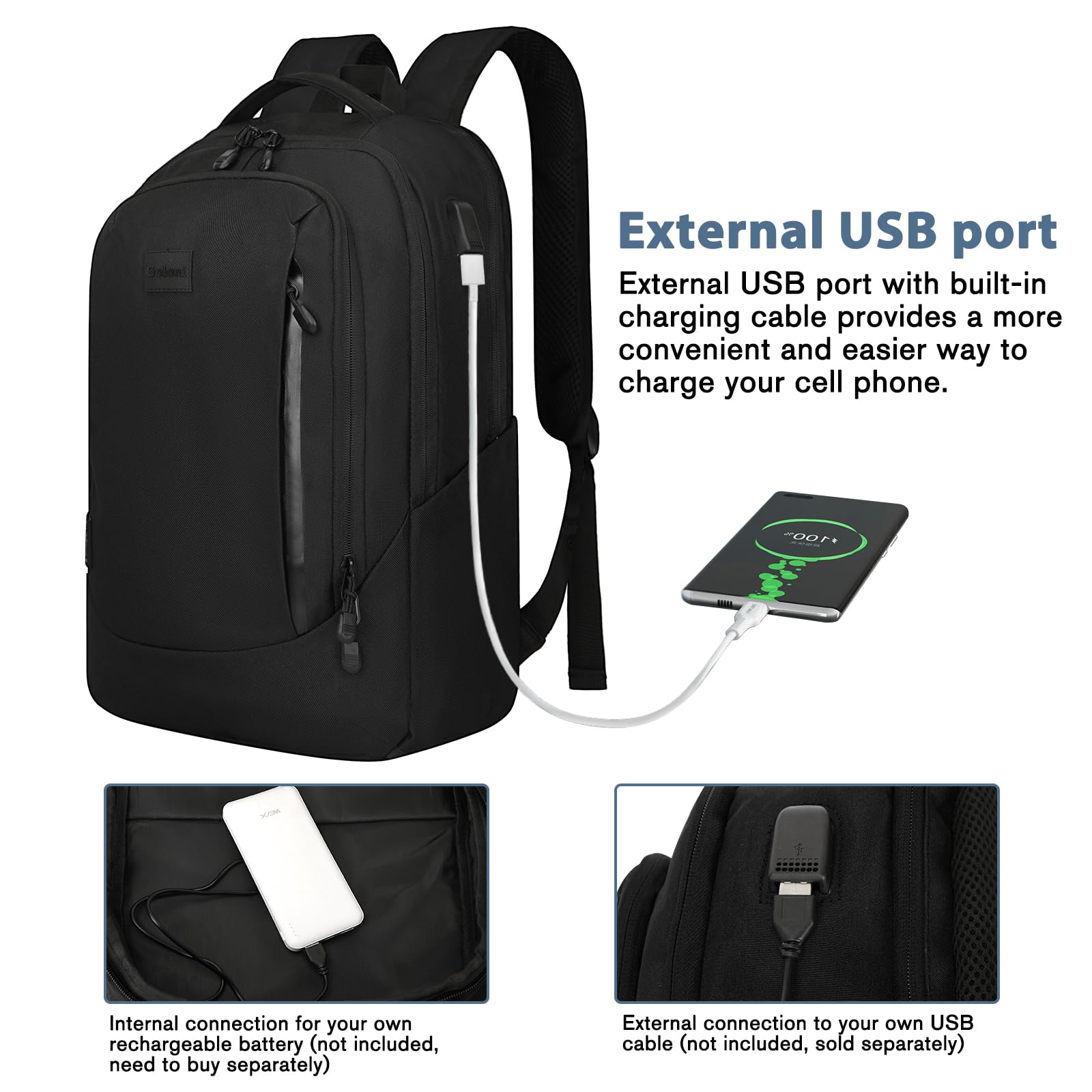 Goloni Zaino leggero e casual per computer portatile, borsa da viaggio classica, con porta di ricarica USB, per uomini e donne