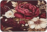 Vista 1 de Tapetes de baño elegantes con diseño floral burdeos, alfombra de baño elegante con diseño floral de gota, volumen antideslizante, súper absorbente