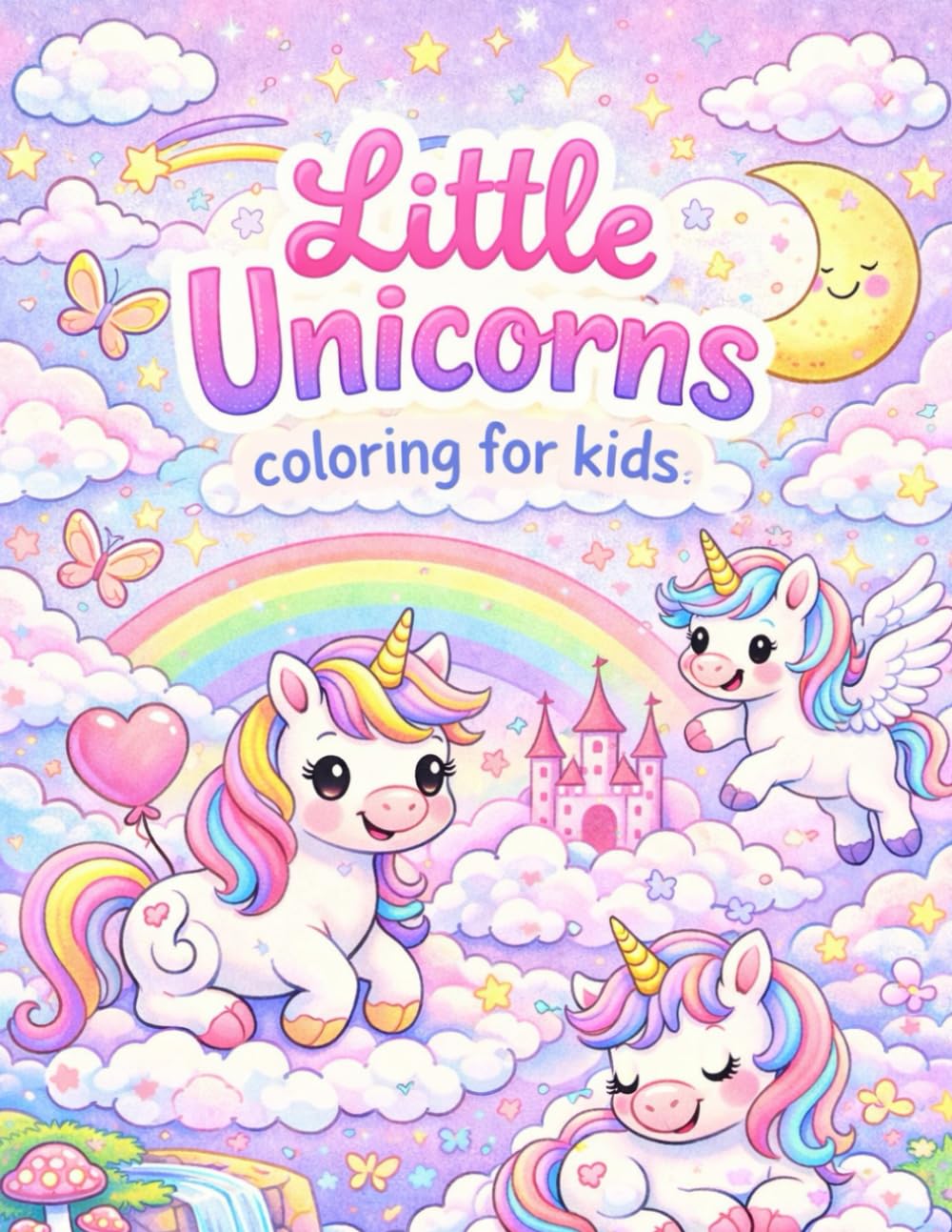Little Unicorns Coloring For Kids: Cute and Easy Unicorns Coloring Pages for Kids Ages 3–8
