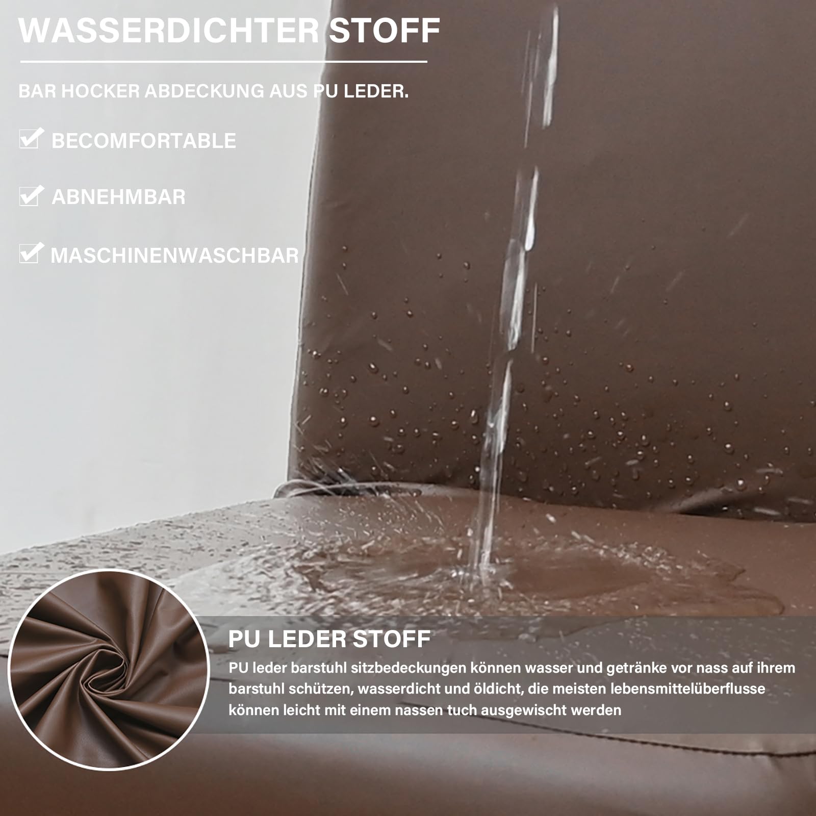 Bar Stuhlhusse PU Leder Wasserdicht-braun-4 Stück