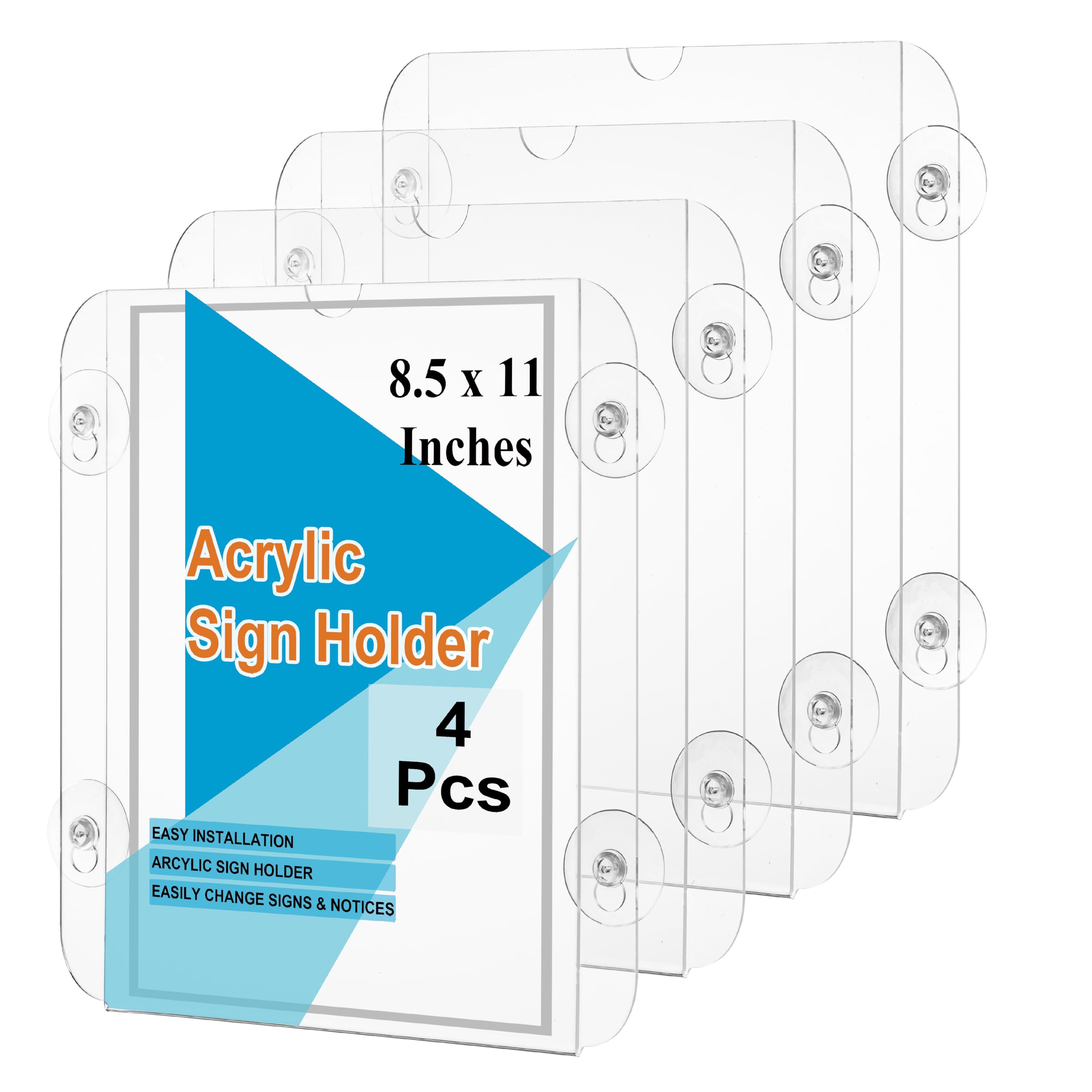 Portacarteles para puertas de vidrio y negocios locales pack de 4 expositores transparentes