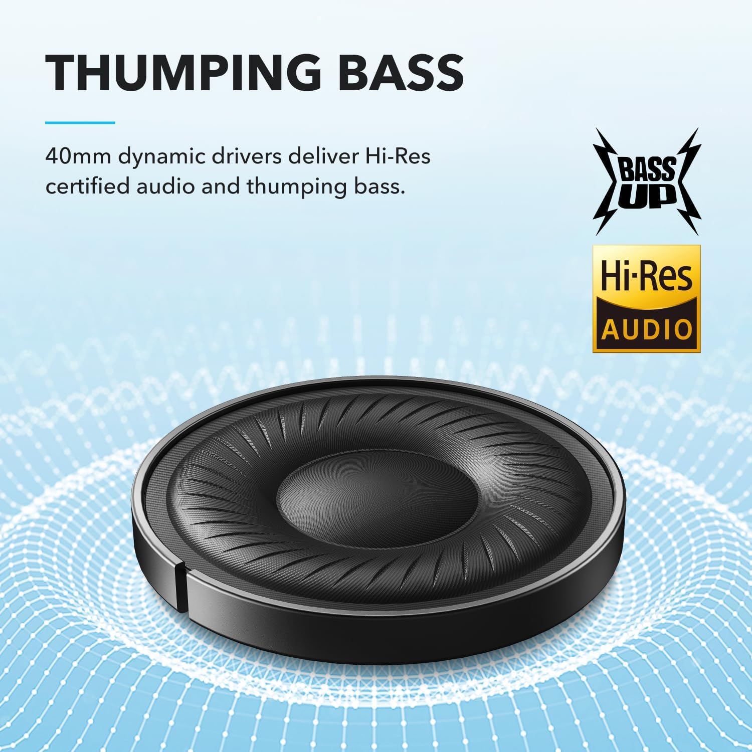 soundcore by Anker Q20i kabelloser Bluetooth Over-Ear-Kopfhörer mit Hybrid Active Noise Cancelling, 40h Spielzeit im ANC-Modus, Hi-Res Audio, Personalisierung per App (Generalüberholt)
