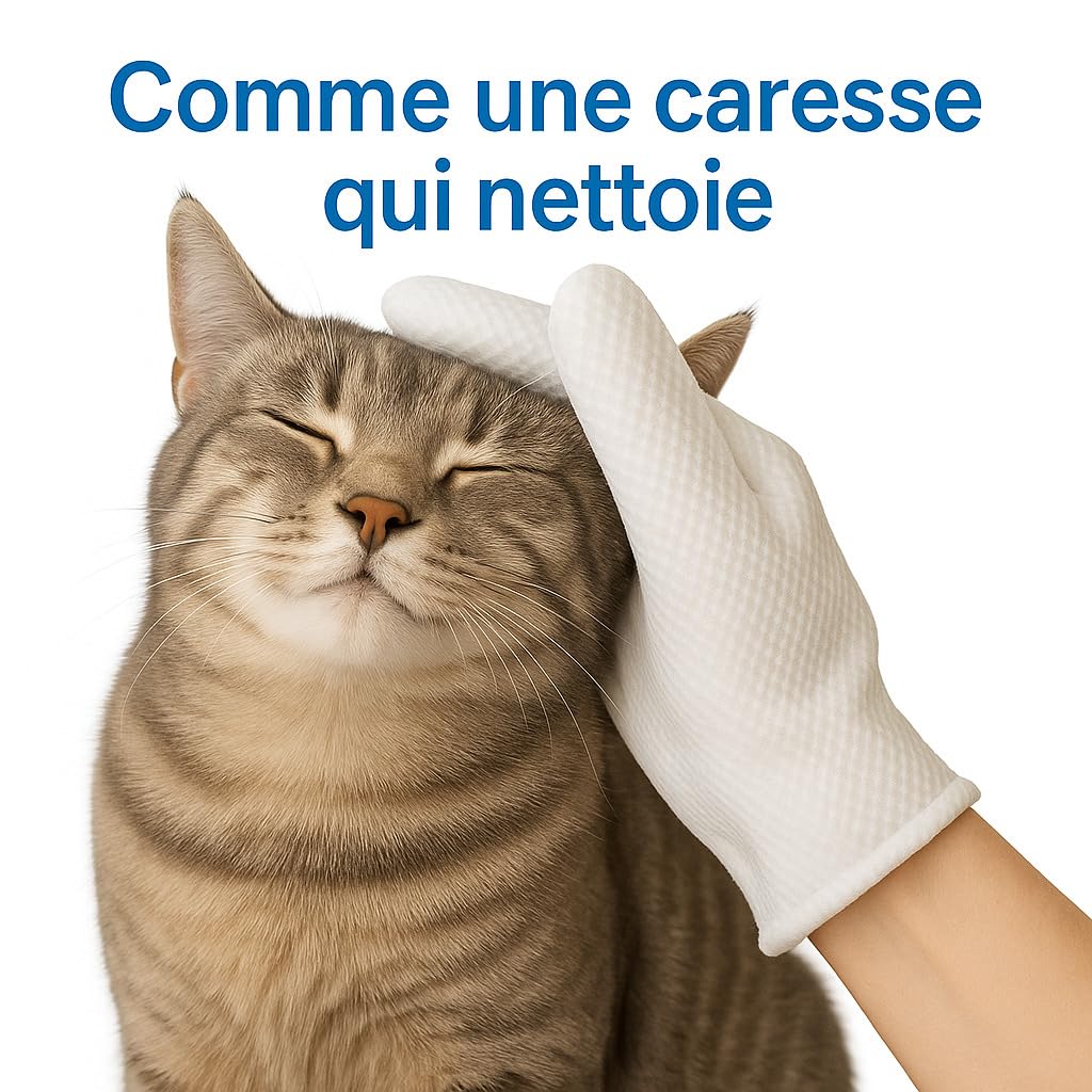 Gants Jetables Toilettage Chien Chat Petits Animaux domestiques – Lot de 12 | Gants Lavage sans Rinçage Hypoallergéniques à l’Aloé & Jojoba | Nettoie, Désodorise & Nourrit | sans Parfum – Forme Main