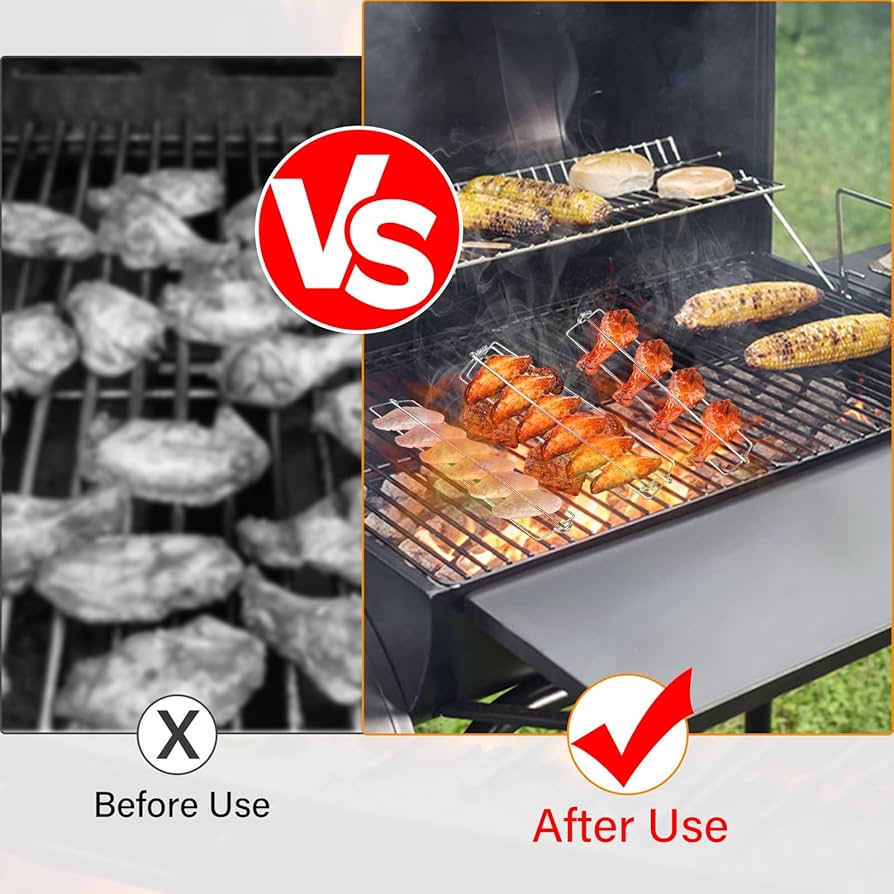 2 Forchette Porta Ali Di Pollo Per Griglia – Acciaio Inox, Design A U – Accessori BBQ - 3
