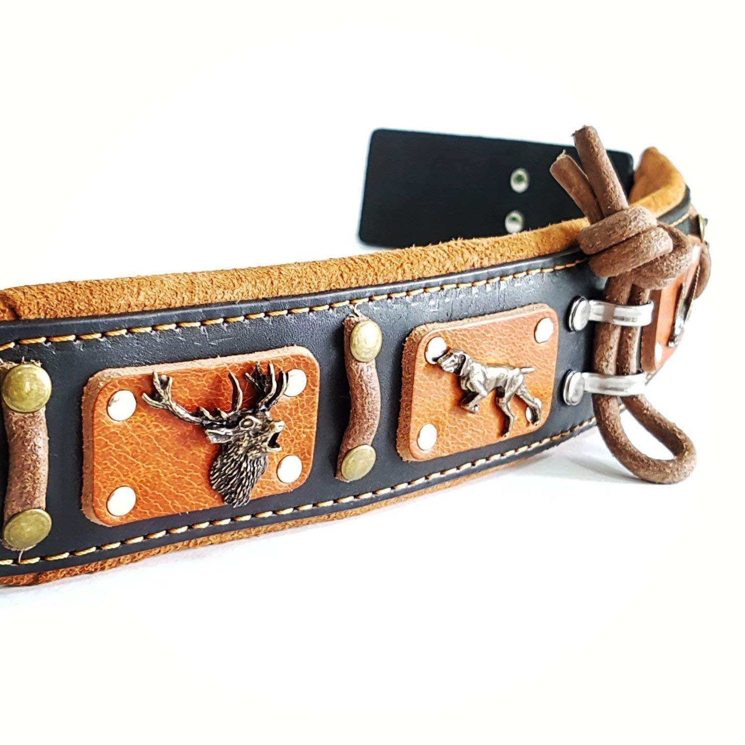 90s LANDS’END Leather Collar Hunting XL Bestia Hunter Leather Dog Collar. 100% Genuine Leather, Soft