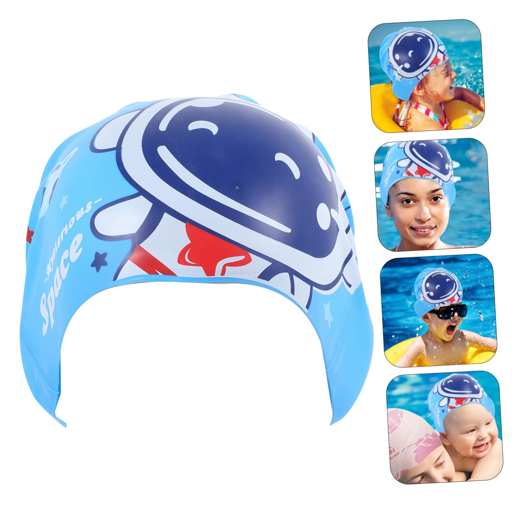 Kisangel Badekappe aus Silikon für Schwimmbrille für Erwachsene gießen schwimmkappe für badekappen für -Badekappen für Mädchen Badekappe für Kleinkinder Blue