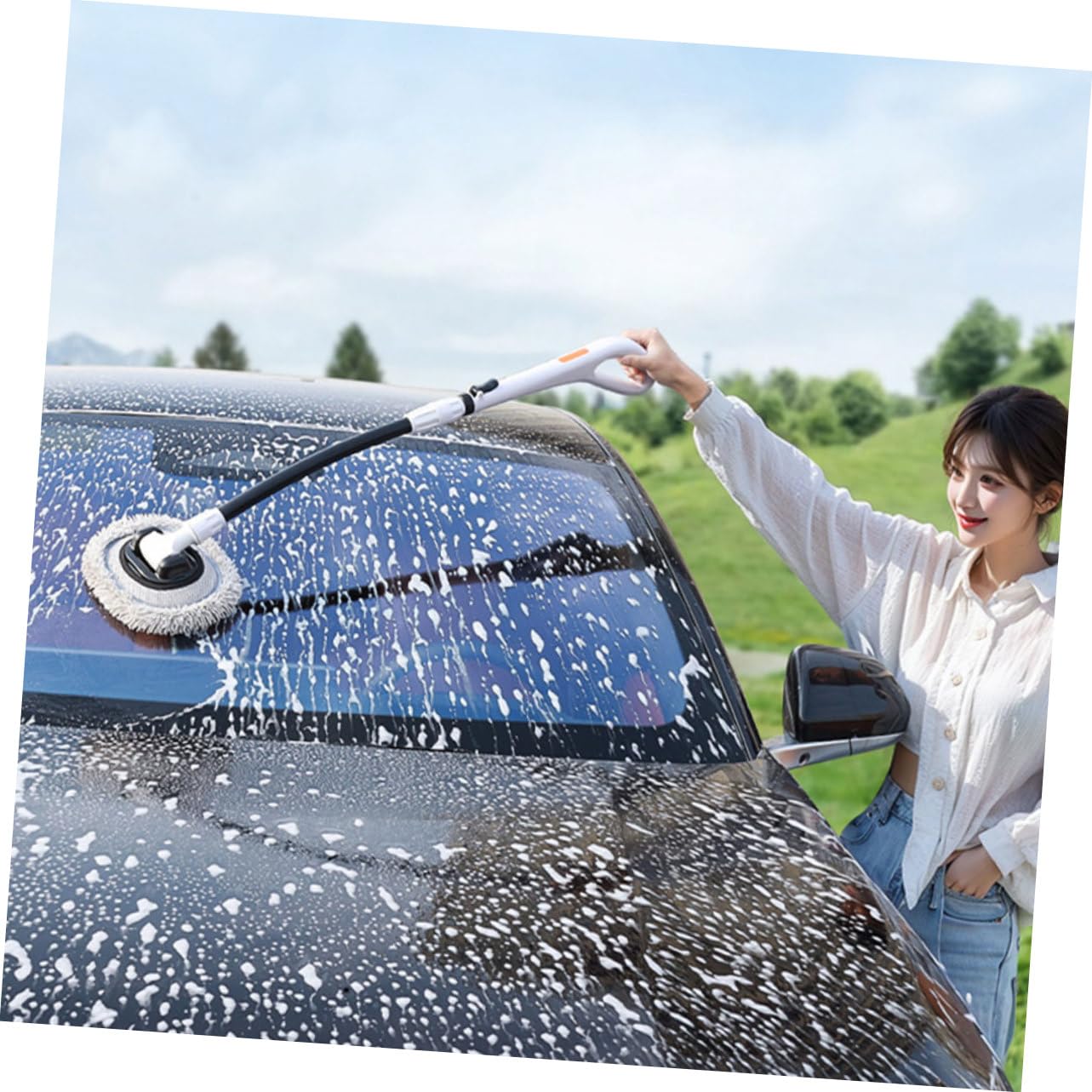 Alipis Kit De Lavado De Autos Cepillo Telescópico para Limpiar Coche Mango Resistente Cepillo para Lavar Coche para Limpieza y Mantenimiento De Vehículos Recreativos