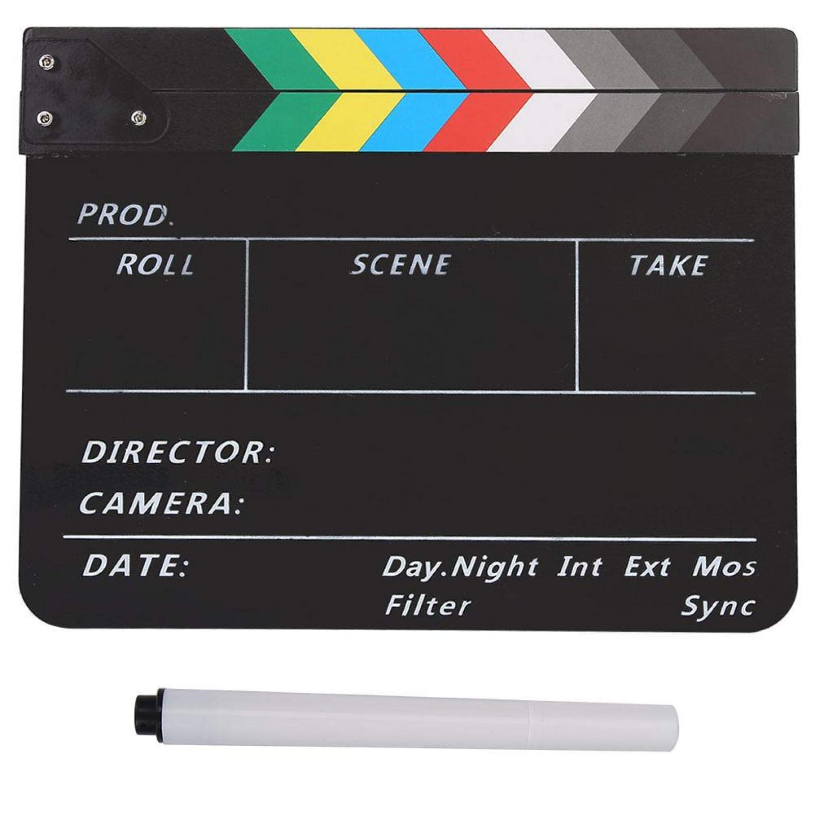 DAUERHAFT Acrylic Clapperboard,Director's Scene Acrylic Clapperboard with Pen, Waterproof Clapperboard, Film Cutting Accessory,for TV Movie(Black)